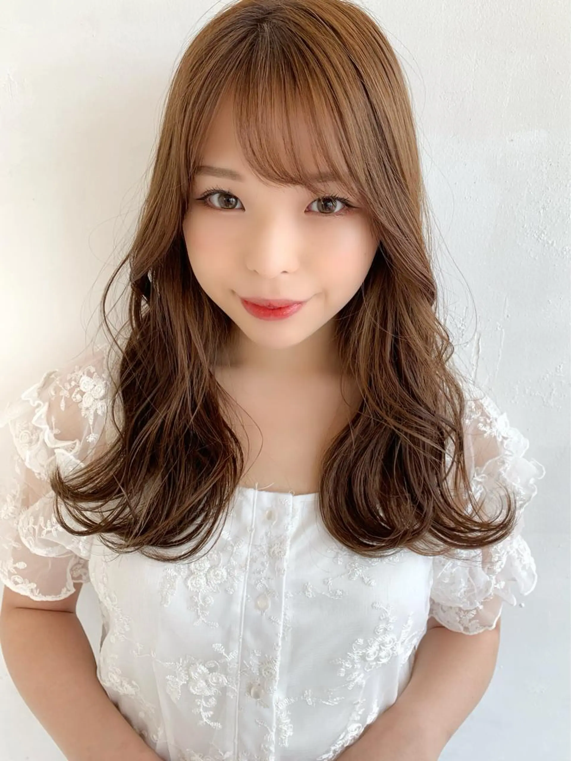 ロング カラー フレンチガーリー ヨシンモリ 韓国風ヘア カット ヘアカラー 藤間 帆乃夏（とうまほのかのヘアスタイル