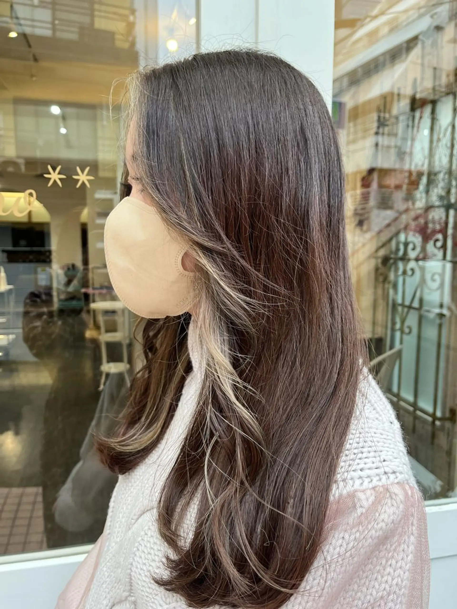 ロング カラー ミストバング  フェイスフレーミング グレージュ ミルクティーグレージュ 髪質改善カラー☆ ヘアアレンジmiyuのヘアスタイル