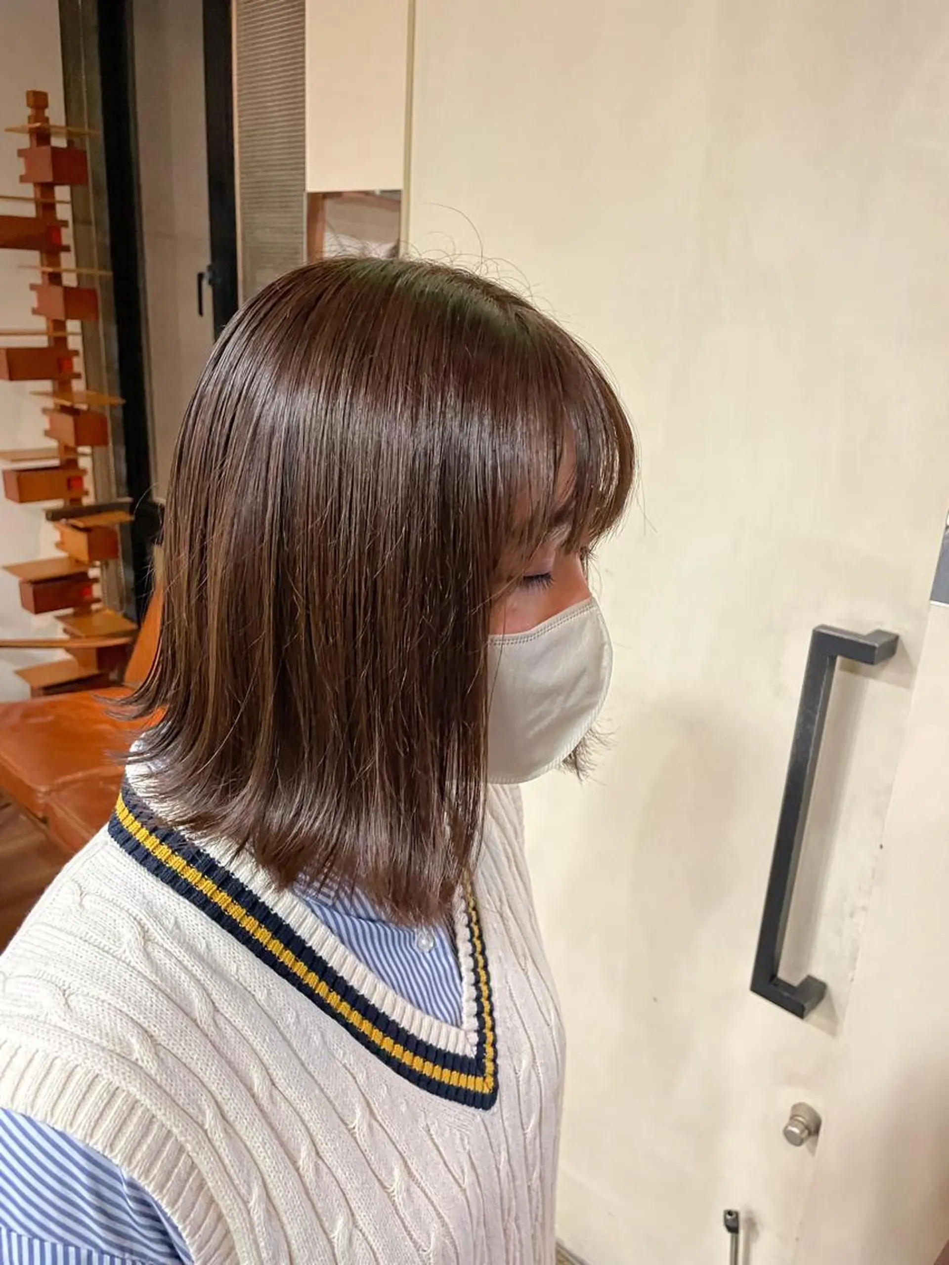 ミディアム 切りっぱなしボブ ボブ ミニボブ/カット モデル/渋谷/ 宍戸のヘアスタイル