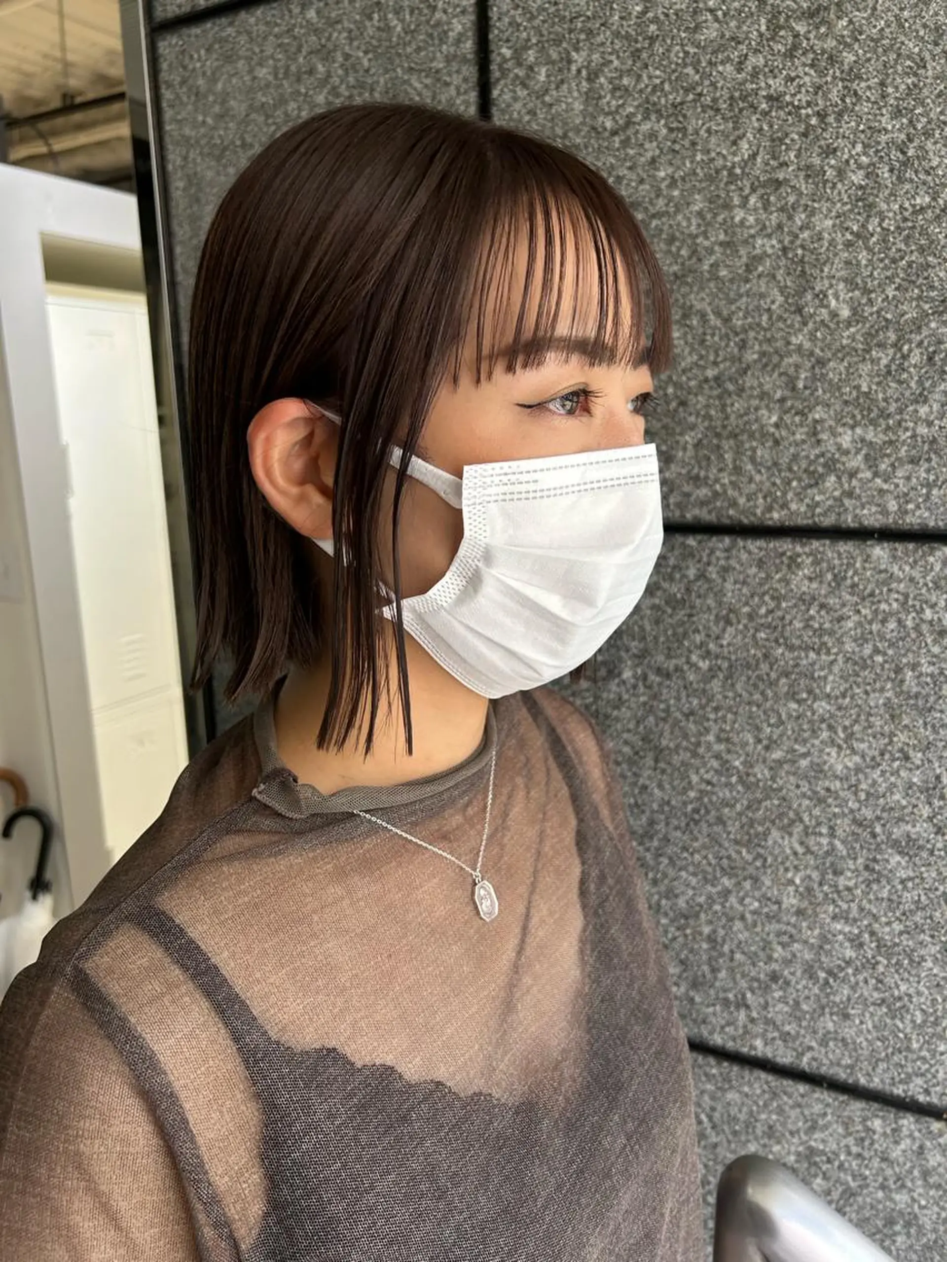 ショート カラー 切りっぱなしボブ ブラウンカラー チョコレートブラウン ボブ icon.hakata所属・kazuki iconのヘアスタイル