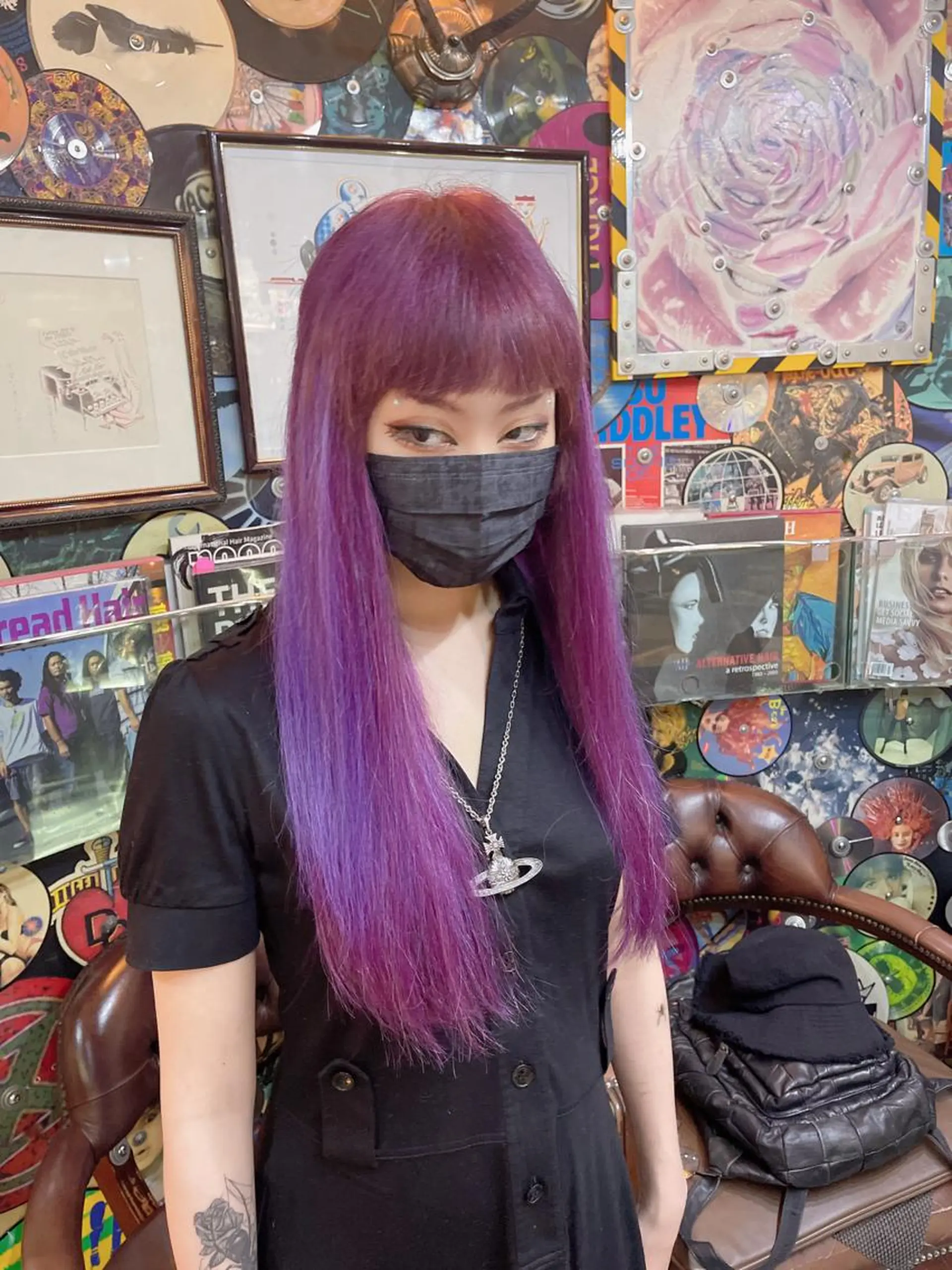 ロング カラー ヘアアレンジ 編み込みエクステ プルエクステ シールエクステ ハイトーンカラー パープルカラー haco+所属・🌈派手髪エクステ ブレイズ🌈ひろとのヘアスタイル