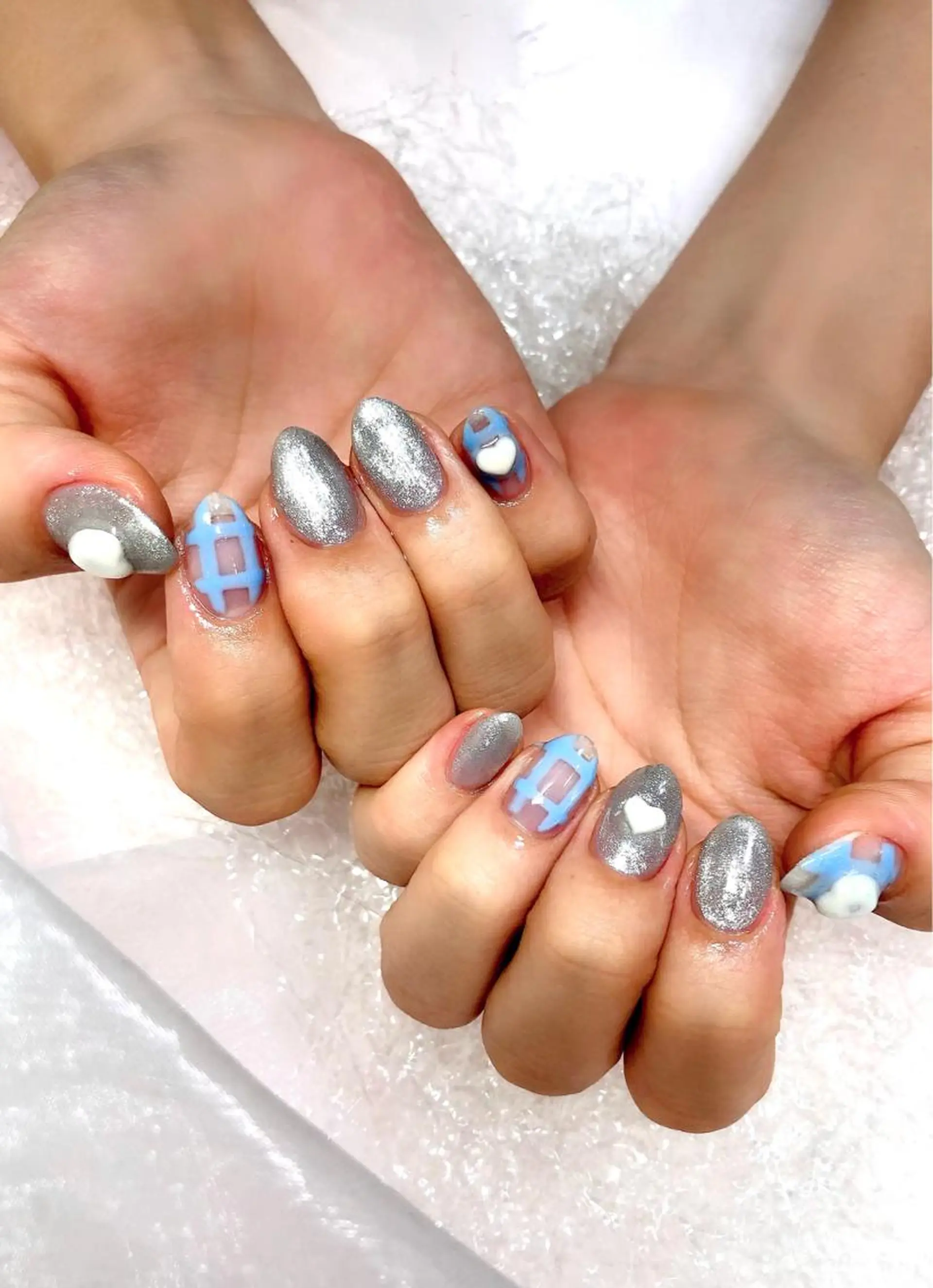 ネイル クリアネイル ハート マグネットネイル 梅津 郁美のネイルデザイン