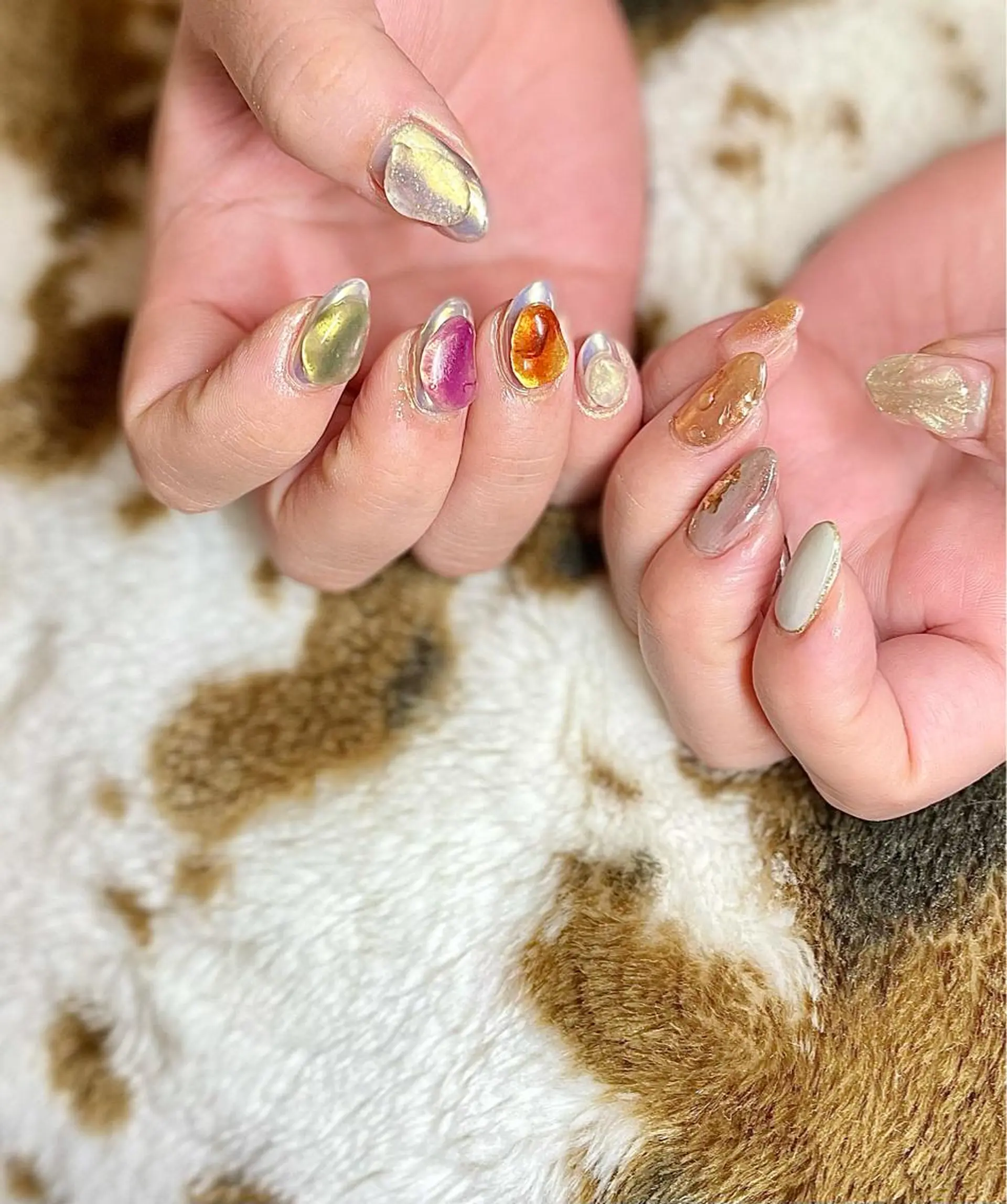 セミロング カラー パーマ ヘアアレンジ メンズ キッズ ネイル マツエク・マツパ ミラーネイル nail&eye Aoのマツエク・マツパデザイン