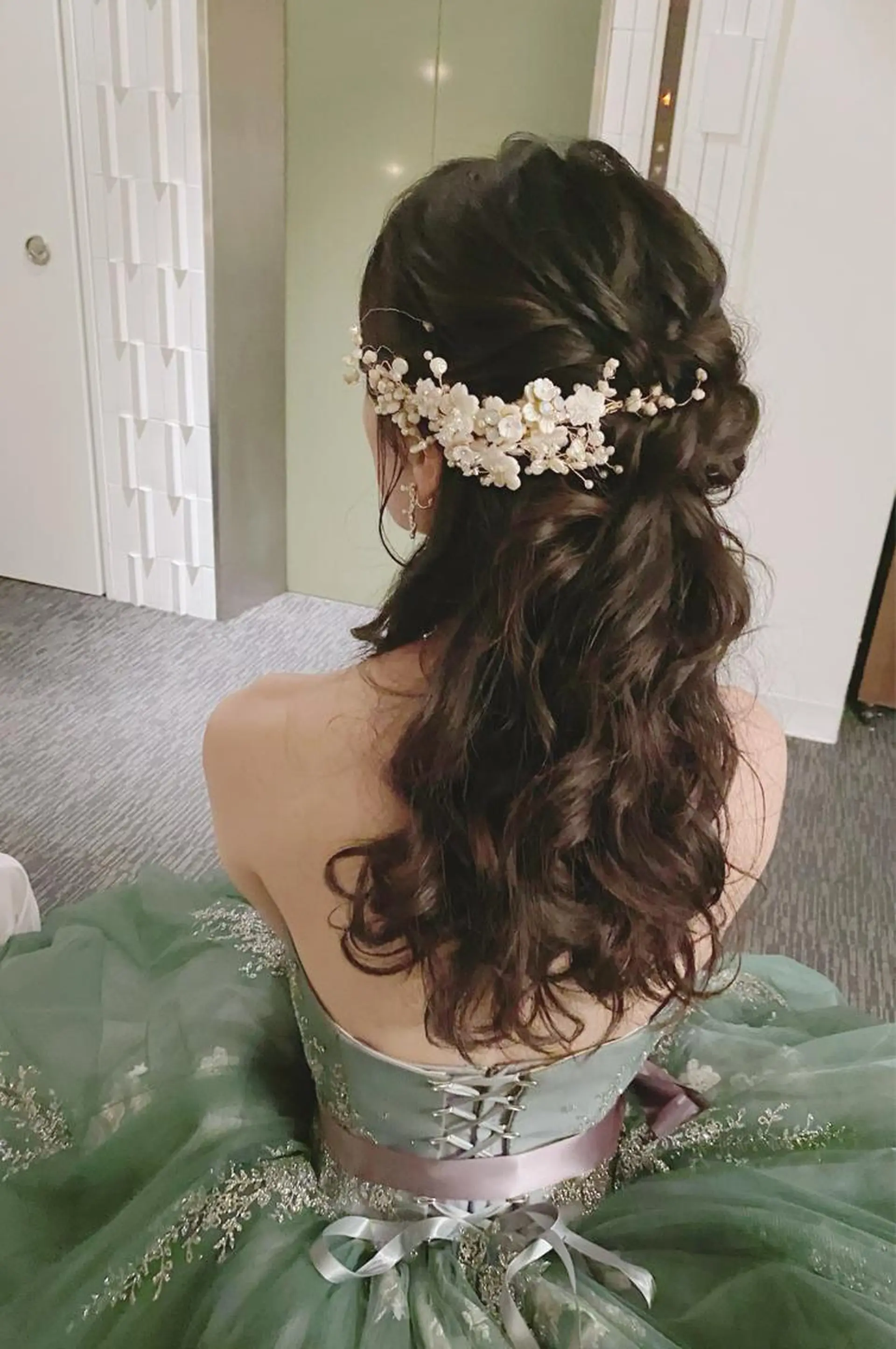 ロング ヘアアレンジ ハーフアップ 結婚式・ブライダル ヘアセット GRANLUSSO 〜グランルッソ駅前店所属・木口 嘉美のヘアスタイル