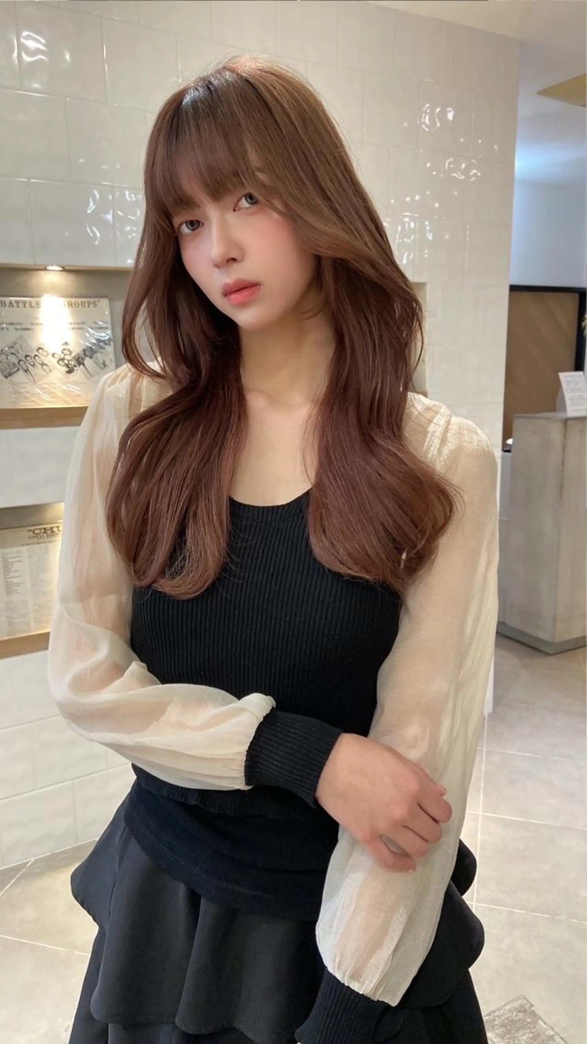 ロング 女性らしいモテヘア 韓国ヘアhikariのヘアスタイル