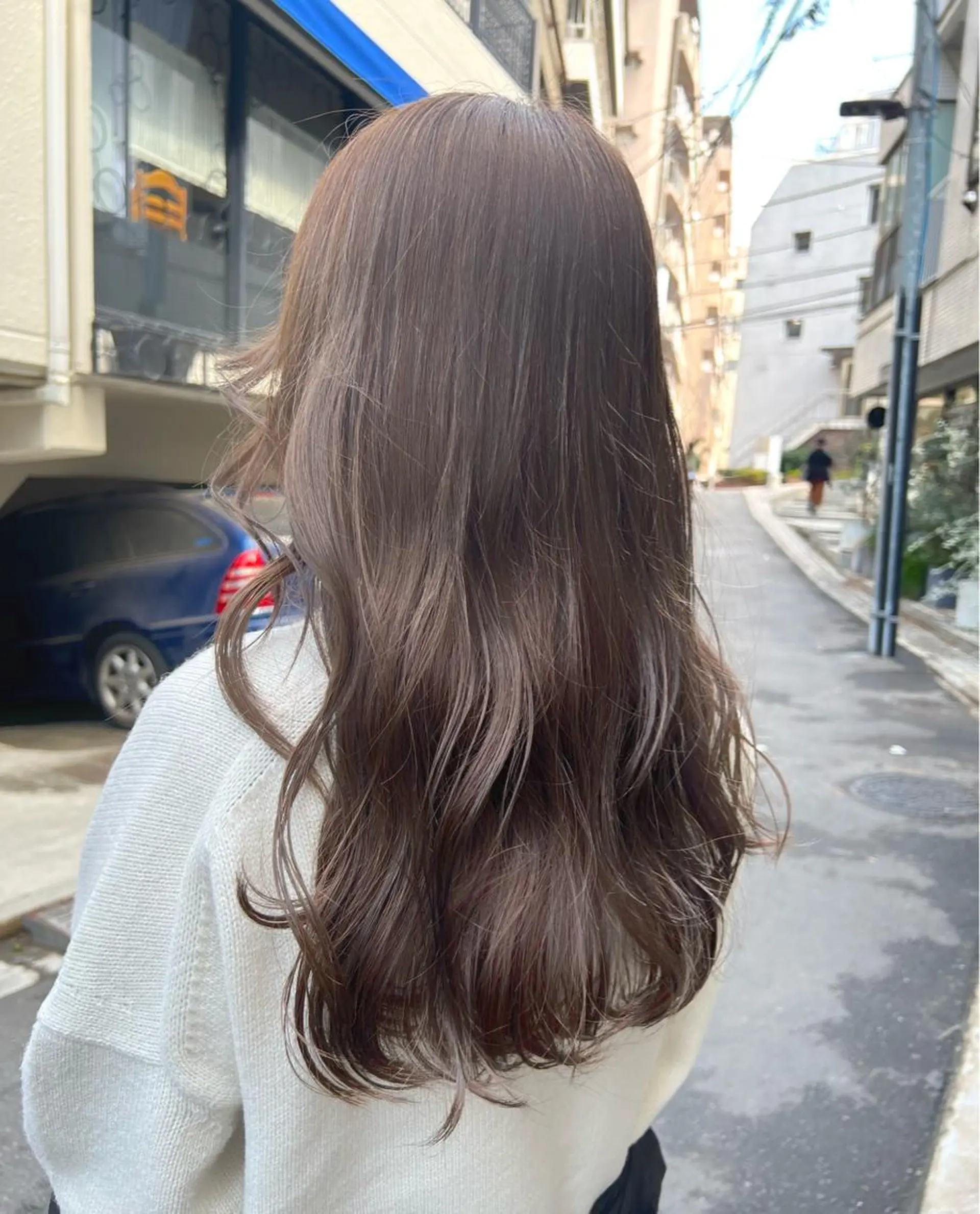 ロング カラー グレージュ ラベンダーカラー ラベンダーグレージュ ラベンダーグレー ヘアカラー 縮毛矯正 トリートメント ヘッドスパ ヘアセット くすみカラー/メンズ /縮毛/川添桃花のヘアスタイル