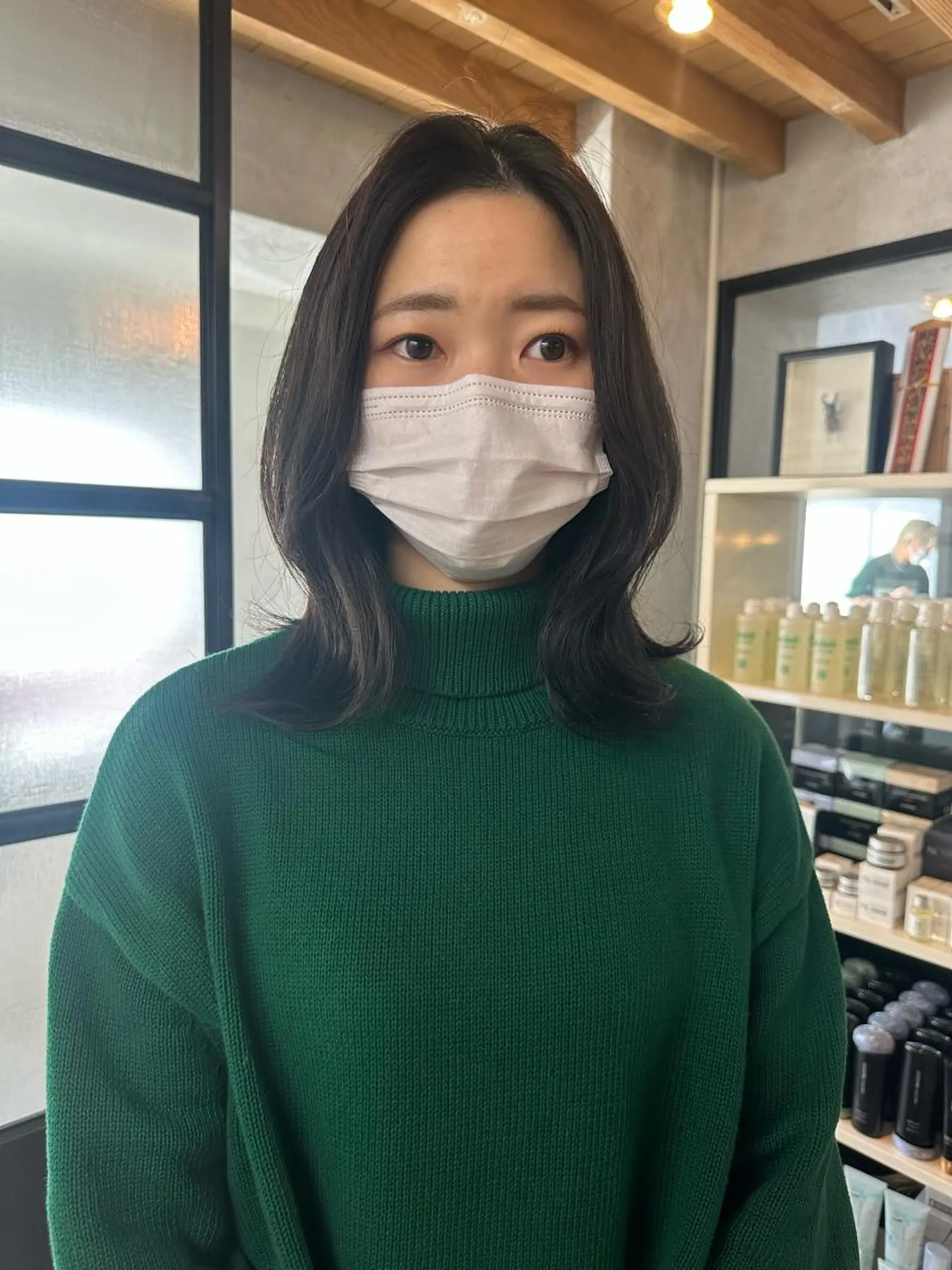 ミディアム カラー ヘアアレンジ 黒髪 ブルーカラー ブルーブラック stylist/蛯谷 珠里のヘアスタイル