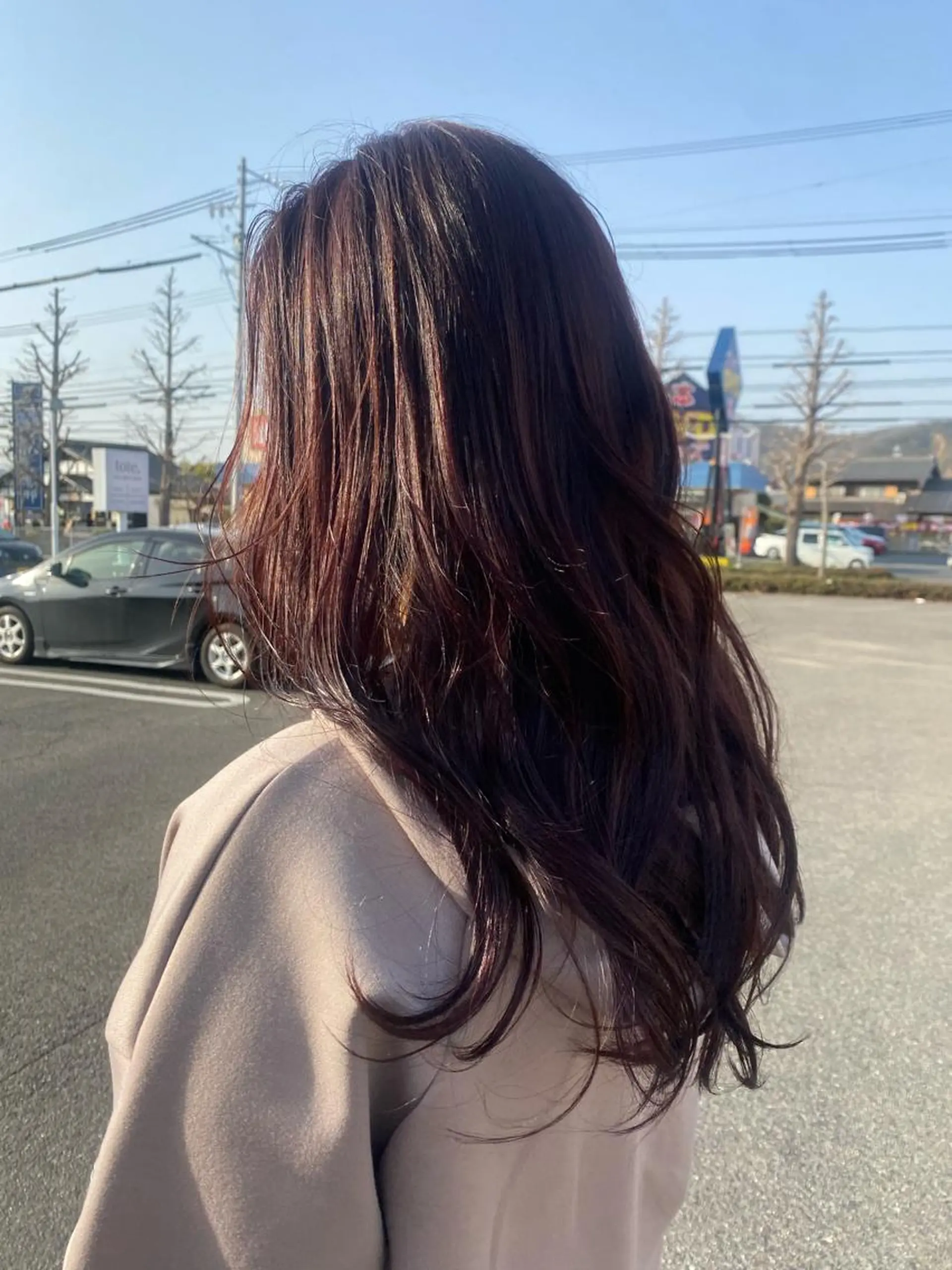 ロング ピンクブラウン カット ヘアカラー トリートメント くろだ まみのヘアスタイル