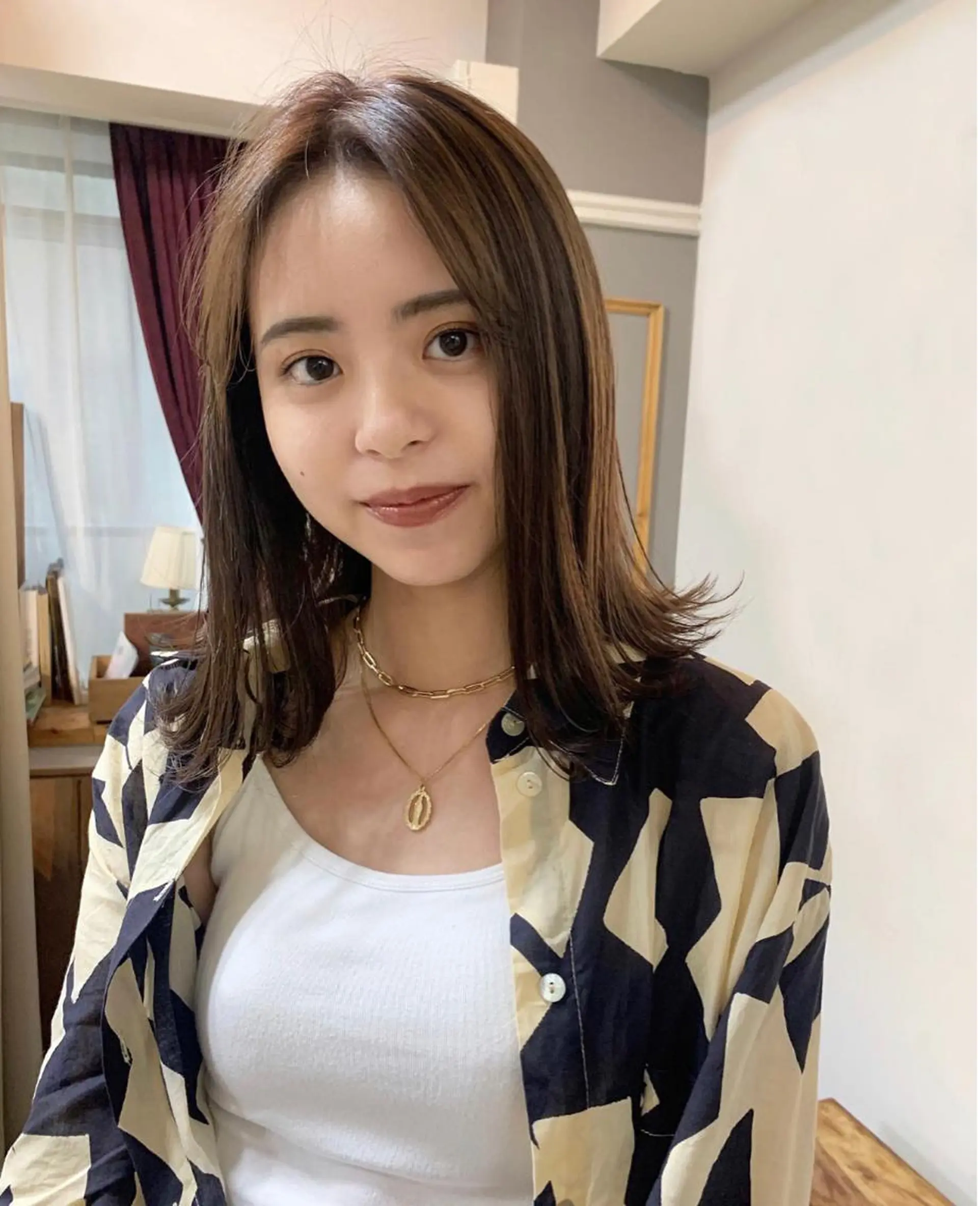 ミディアム ヘアカラー トリートメント まろやか透明感カラー ♡MANAのヘアスタイル