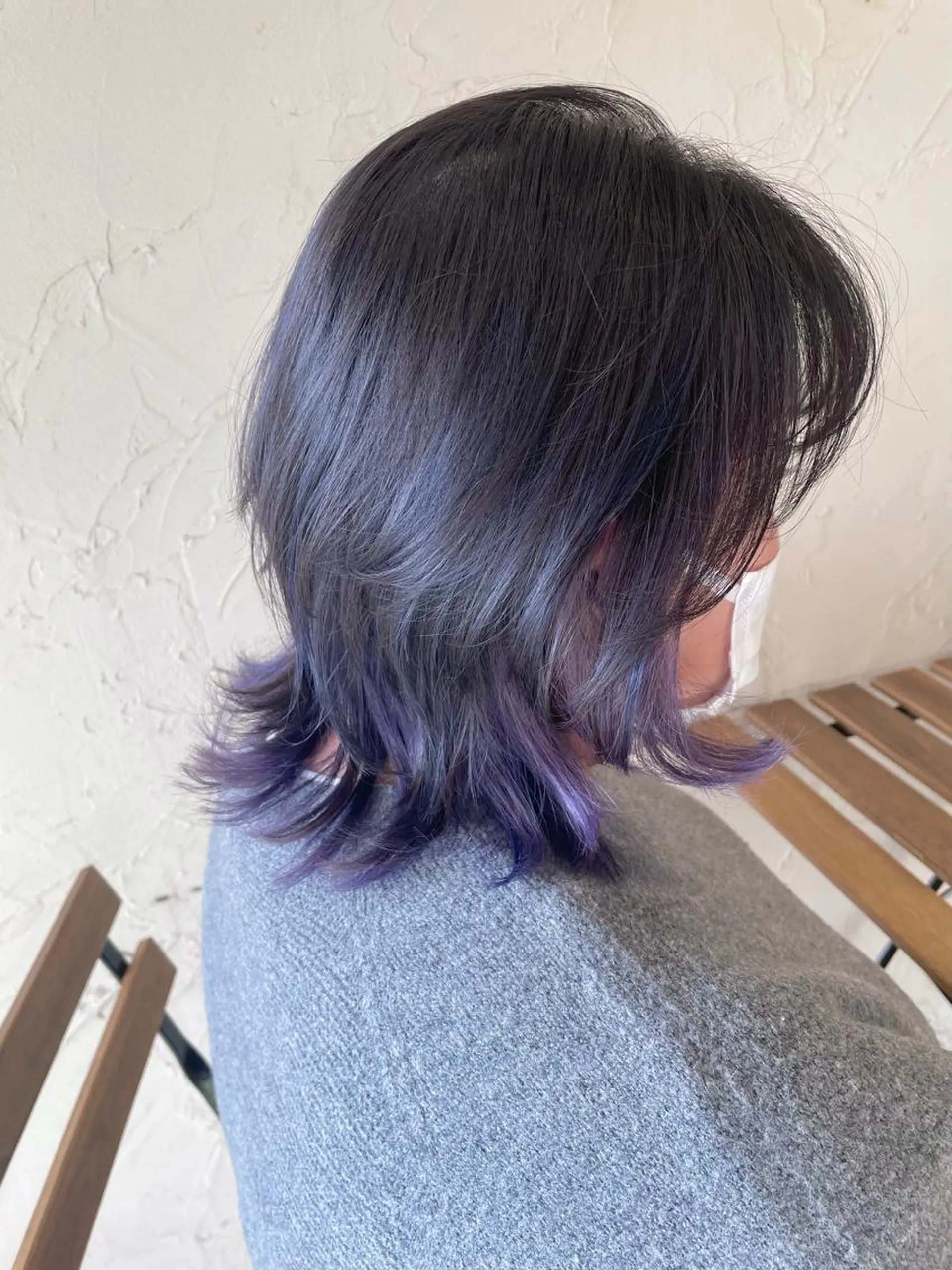 ミディアム カラー ミディアムレイヤー パープルカラー レイヤーカット メンズ特化/パーマ指 名No.1/百瀬太郎のヘアスタイル