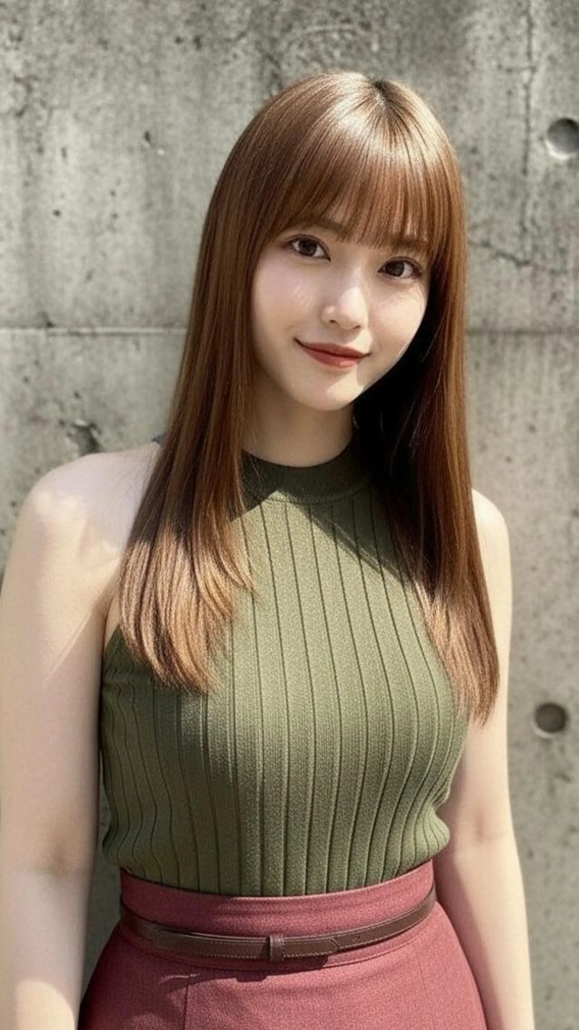 セミロング パーマ カラー ブラウンカラー 透明感カラー 髪質改善 トリートメント ストレートパーマ カット トリートメント ヘアセット さく/髪質改善× 縮毛矯正/町田のヘアスタイル