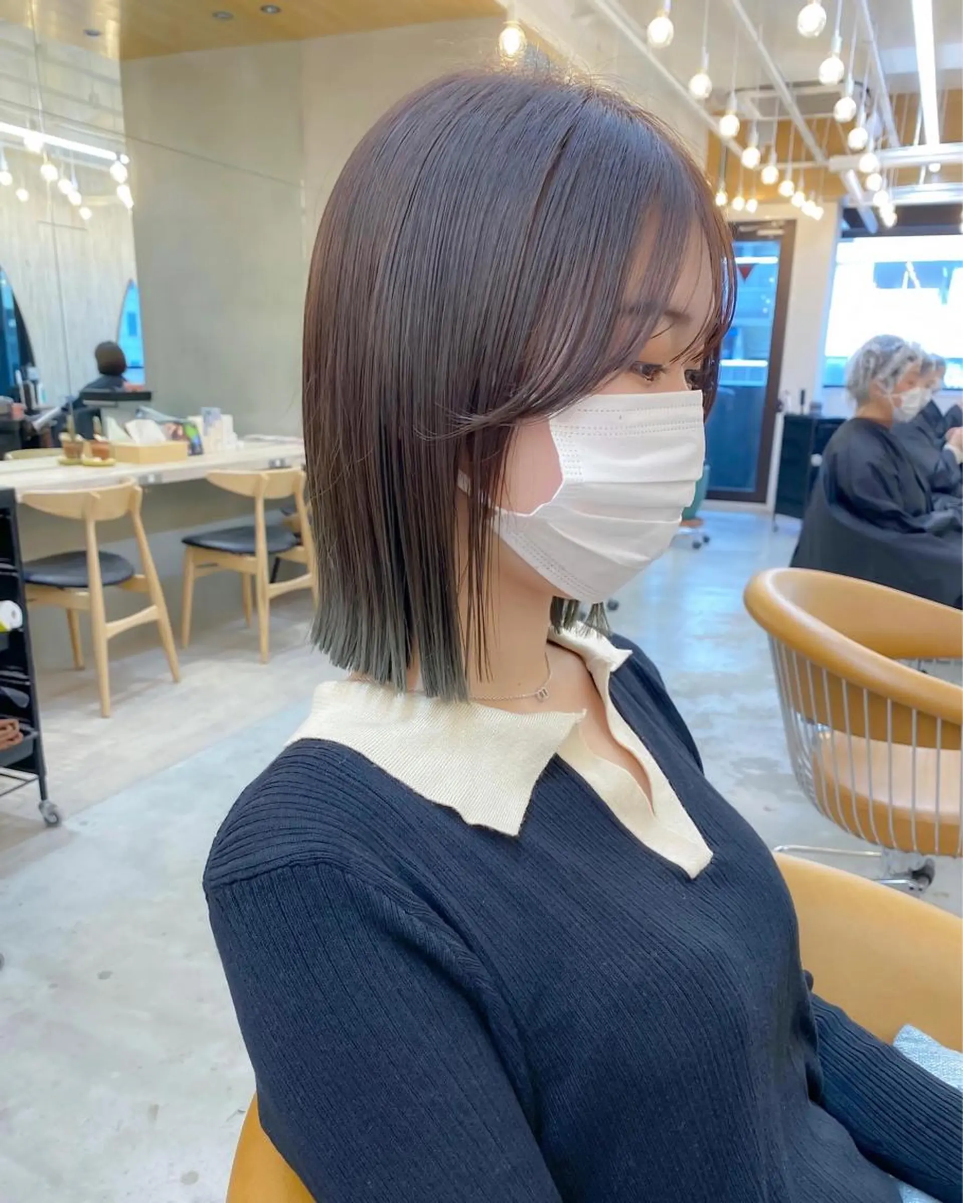 セミロング カラー 切りっぱなしボブ ボブ ♥️ボブ韓国風ヘア ♥️久保田夢美のヘアスタイル