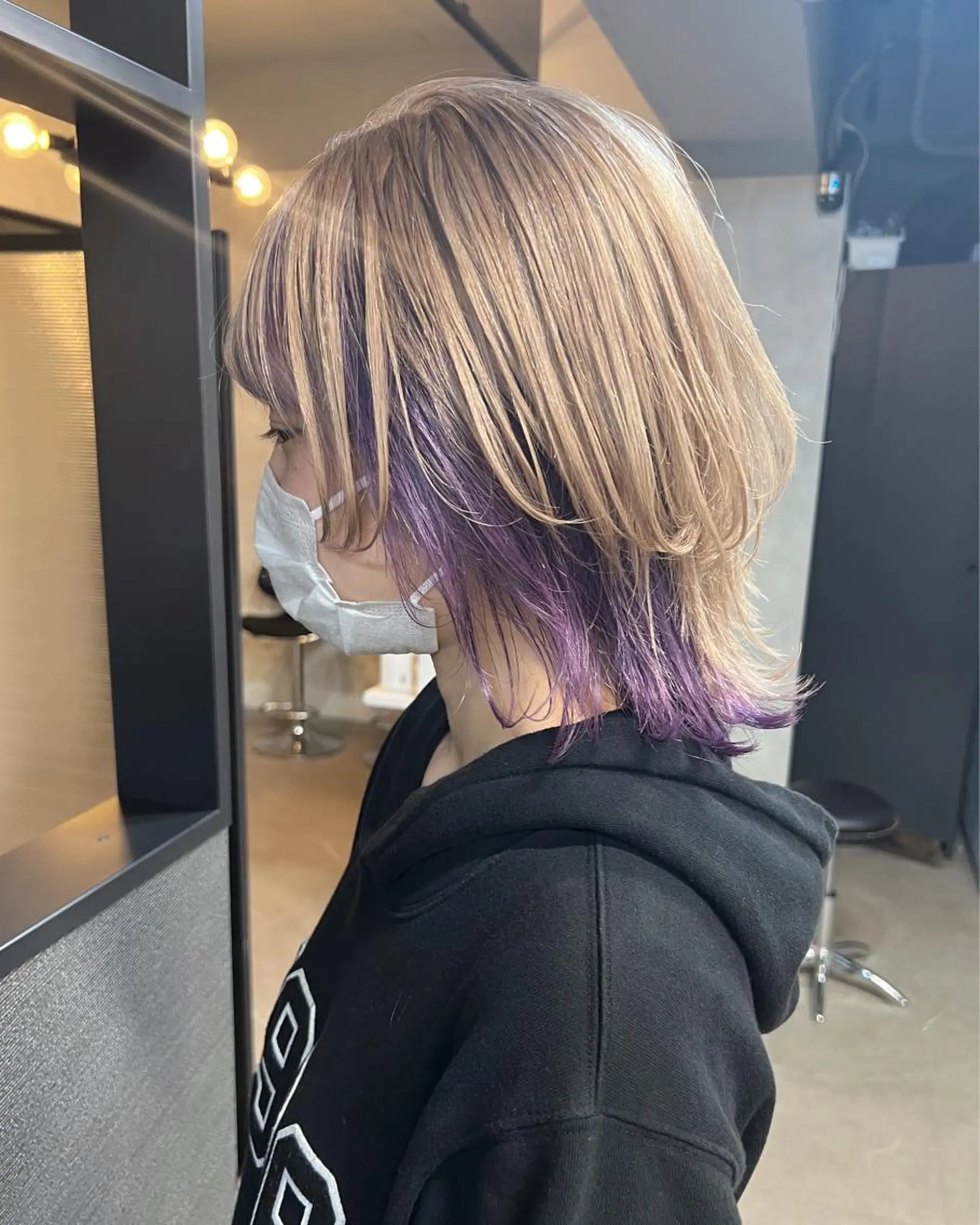 ミディアム ブリーチ/ウルフ ハッシュカット/石山のヘアスタイル