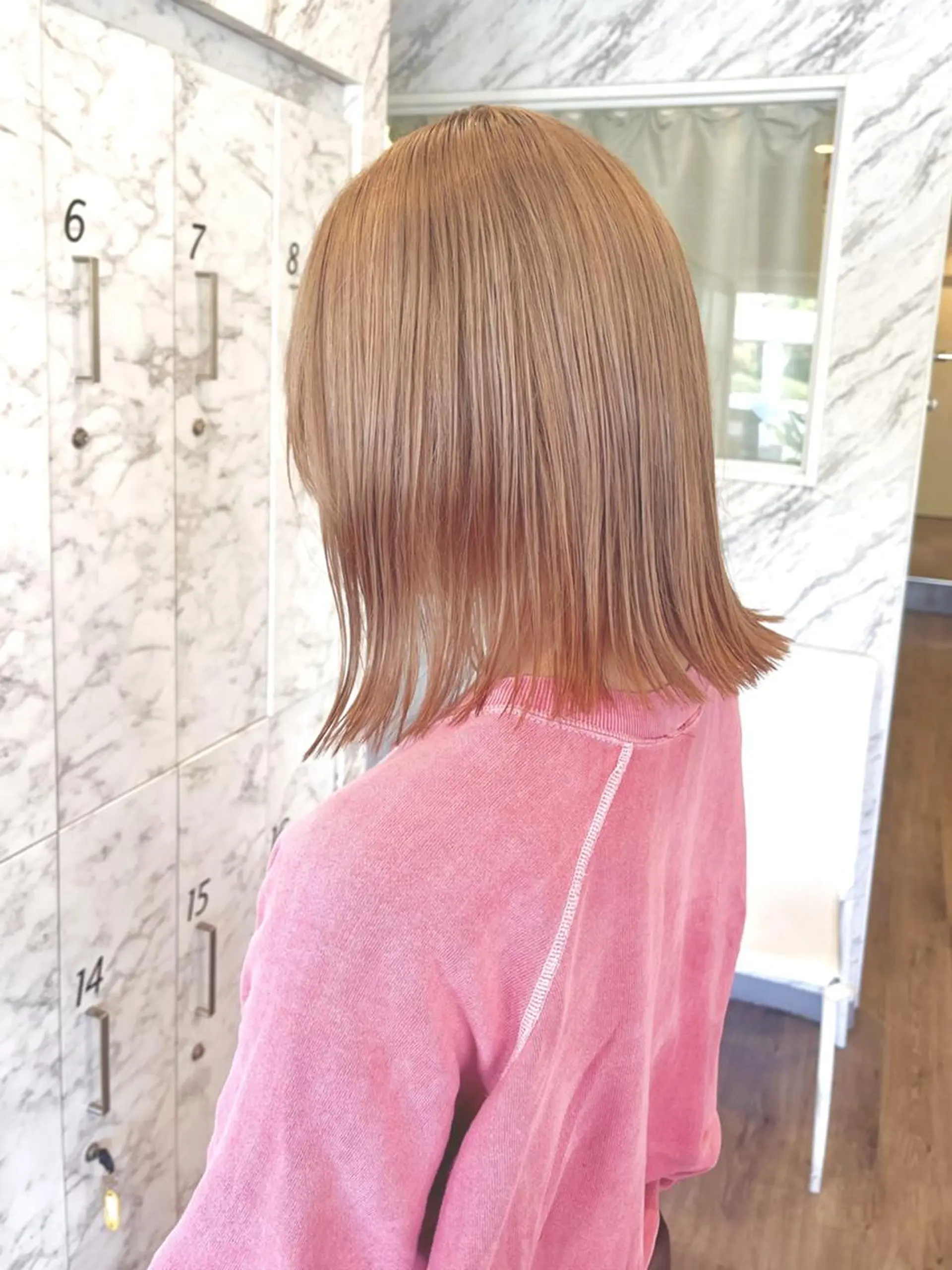 ミディアム カラー ベージュカラー ピンクカラー ピンクベージュ ヘアカラー 尾森紳哉💎透明感/ デザインカラーのヘアスタイル