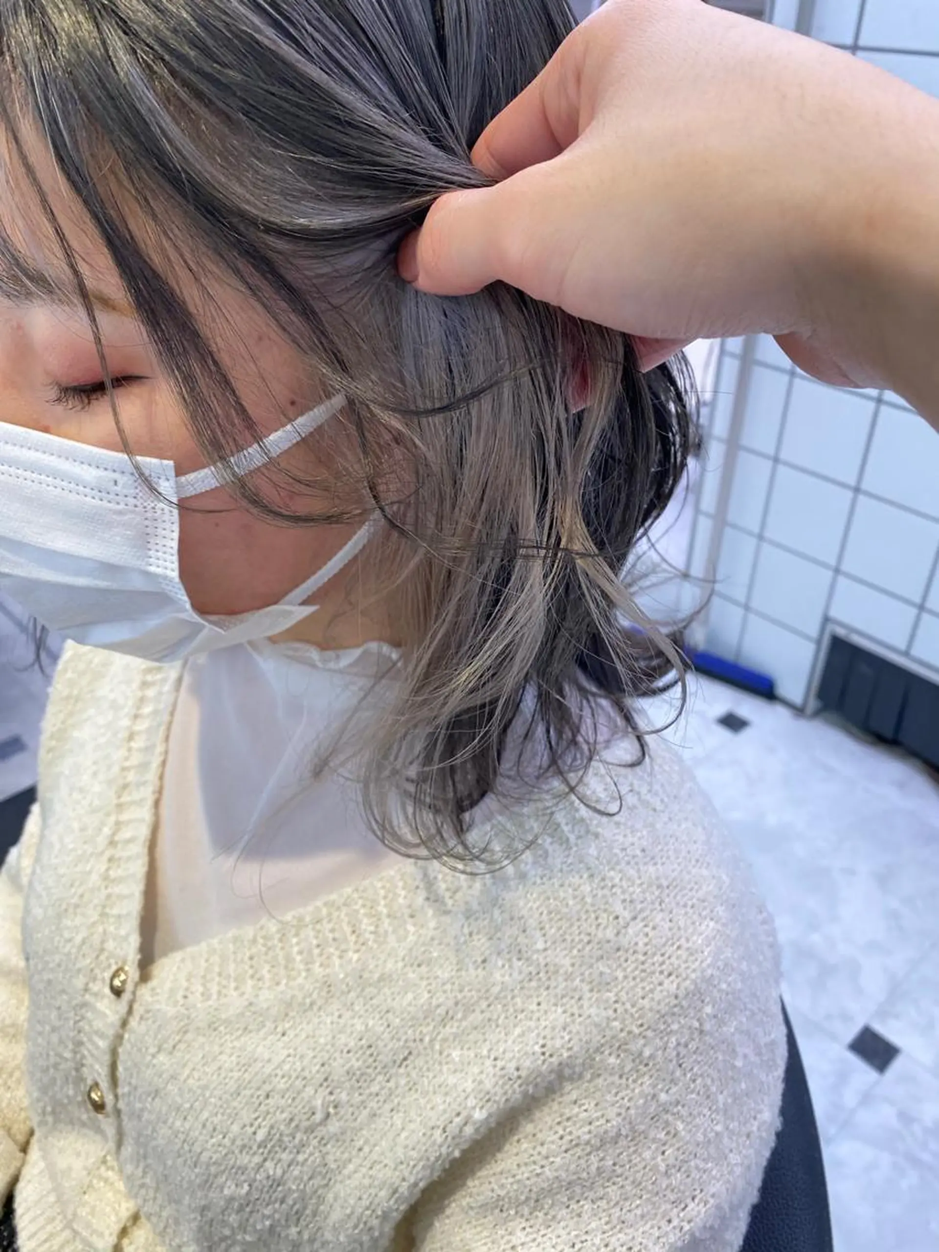 セミロング カラー ヘアカラー トリートメント ヘッドスパ ヘアセット ダブルカラー 韓国ヘアKYONのヘアスタイル