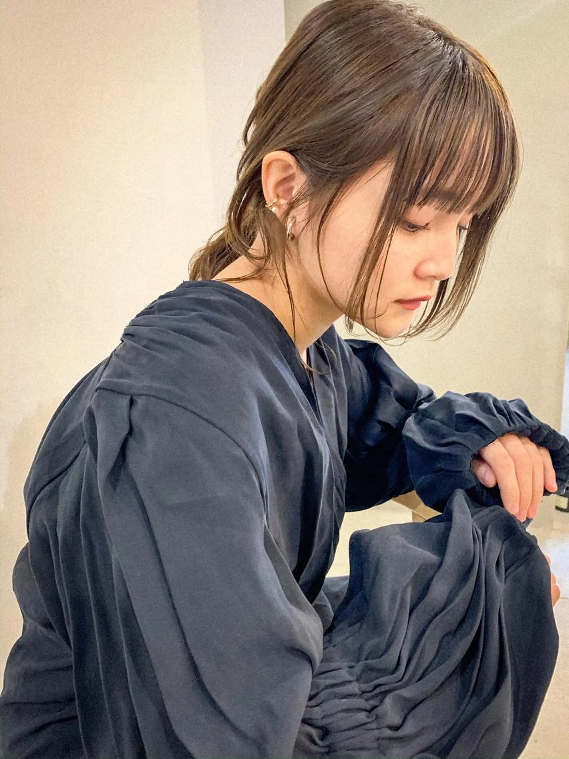 セミロング カラー ブリーチ ハイトーンカラー ブリーチなしカラー 柔らかブラウン/顔周 りレイヤー♡ユウシのヘアスタイル