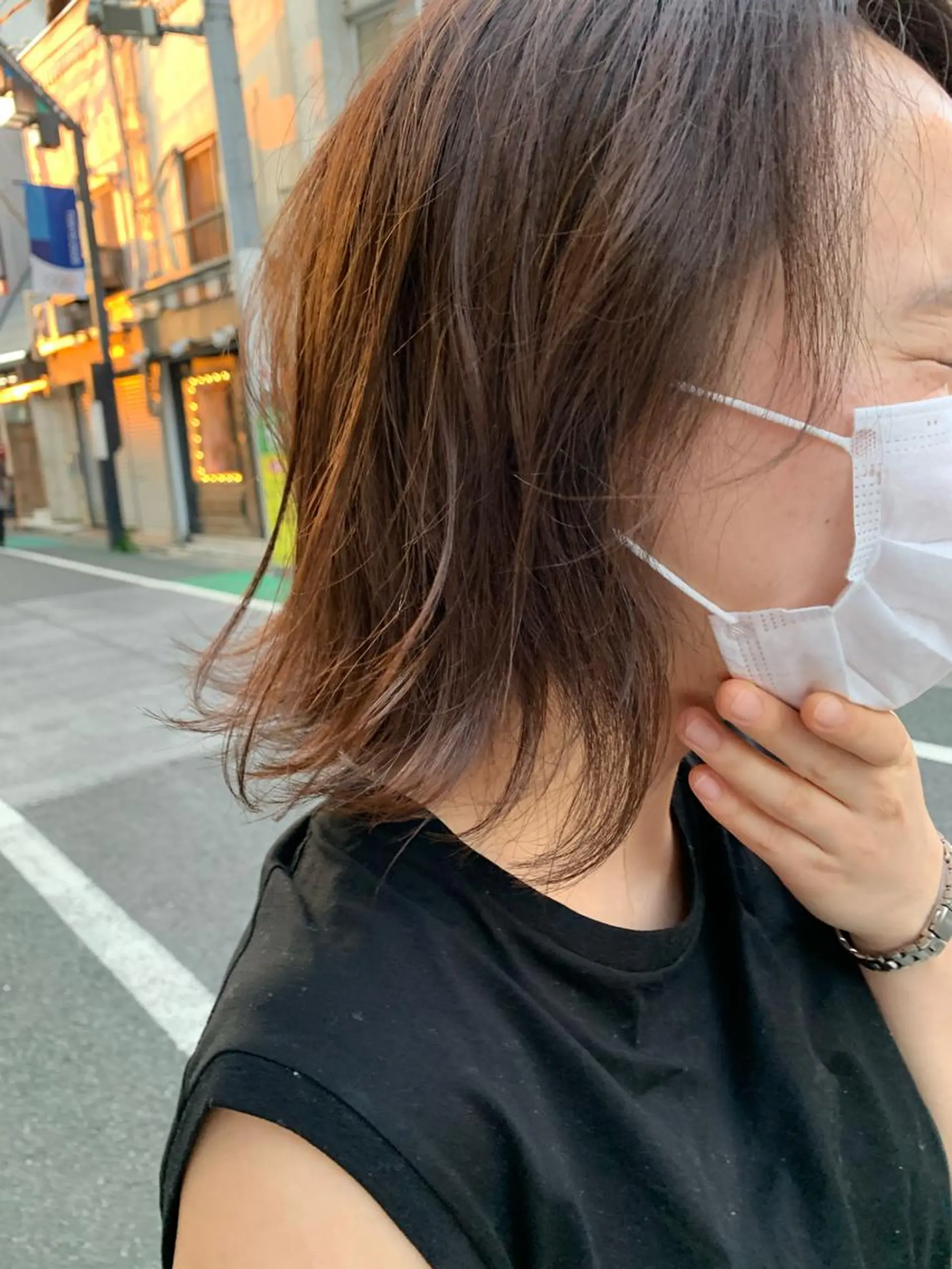 ミディアム カラー パーマ ヘアアレンジ カット ヘアカラー トリートメント パーマ/透明感カラー /ボブ/吉田一生のヘアスタイル