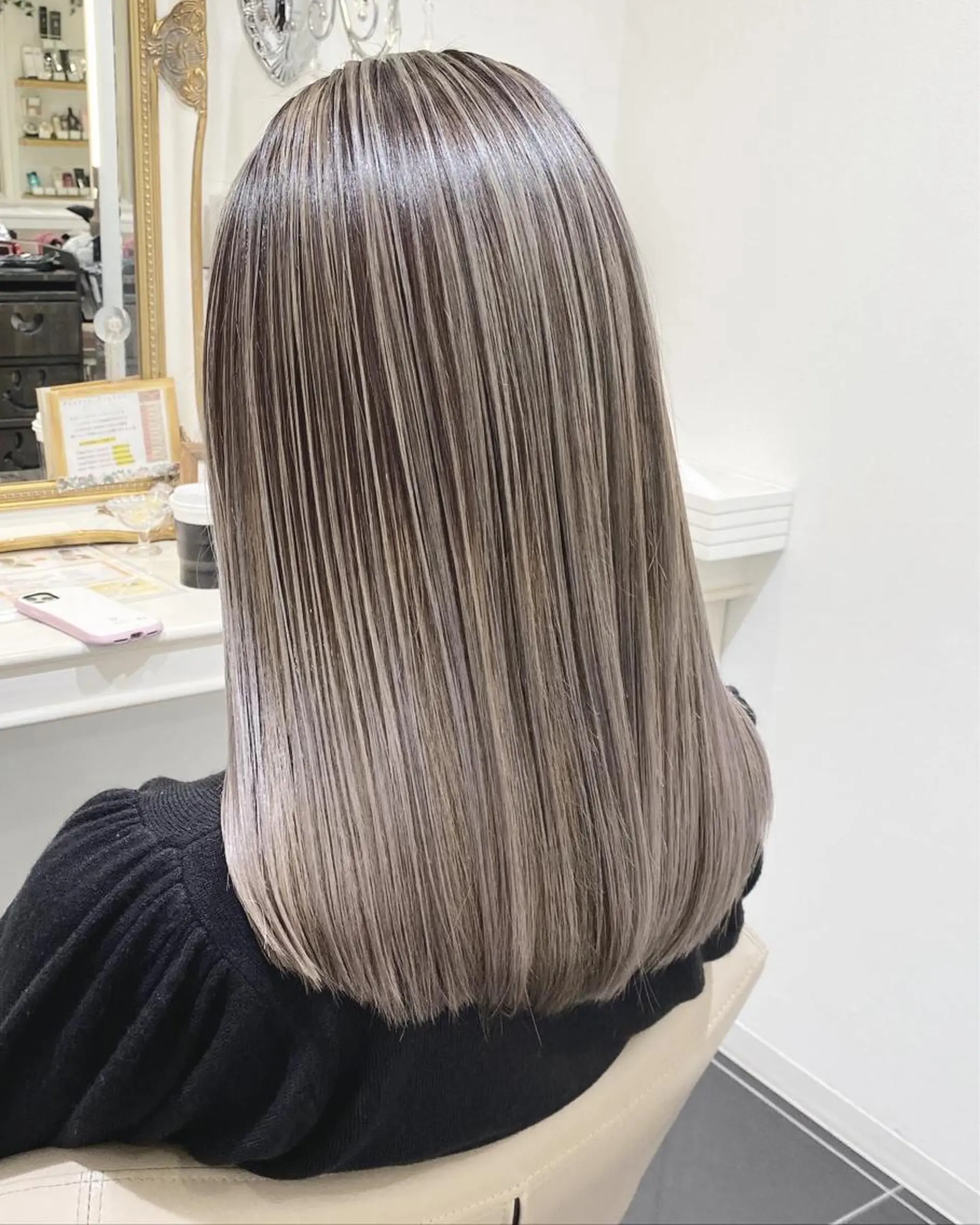 セミロング カラー バレイヤージュ 髪質改善 レイヤーカット カット ヘアカラー トリートメント 山崎俊輔/髪質改善 /バレイヤージュのヘアスタイル
