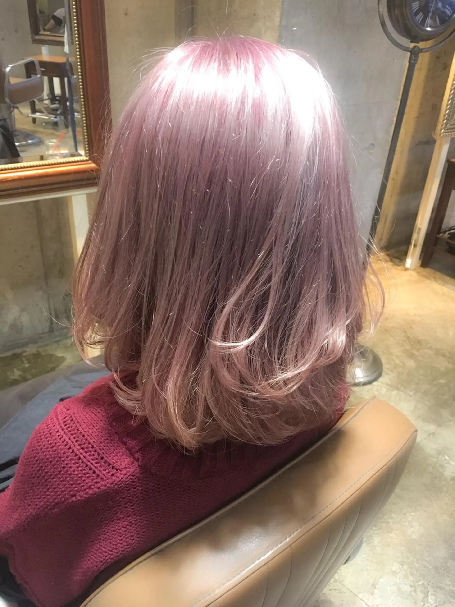 セミロング カラー ラベンダーカラー ピンクカラー ピンクラベンダー 北條 優輝のヘアスタイル