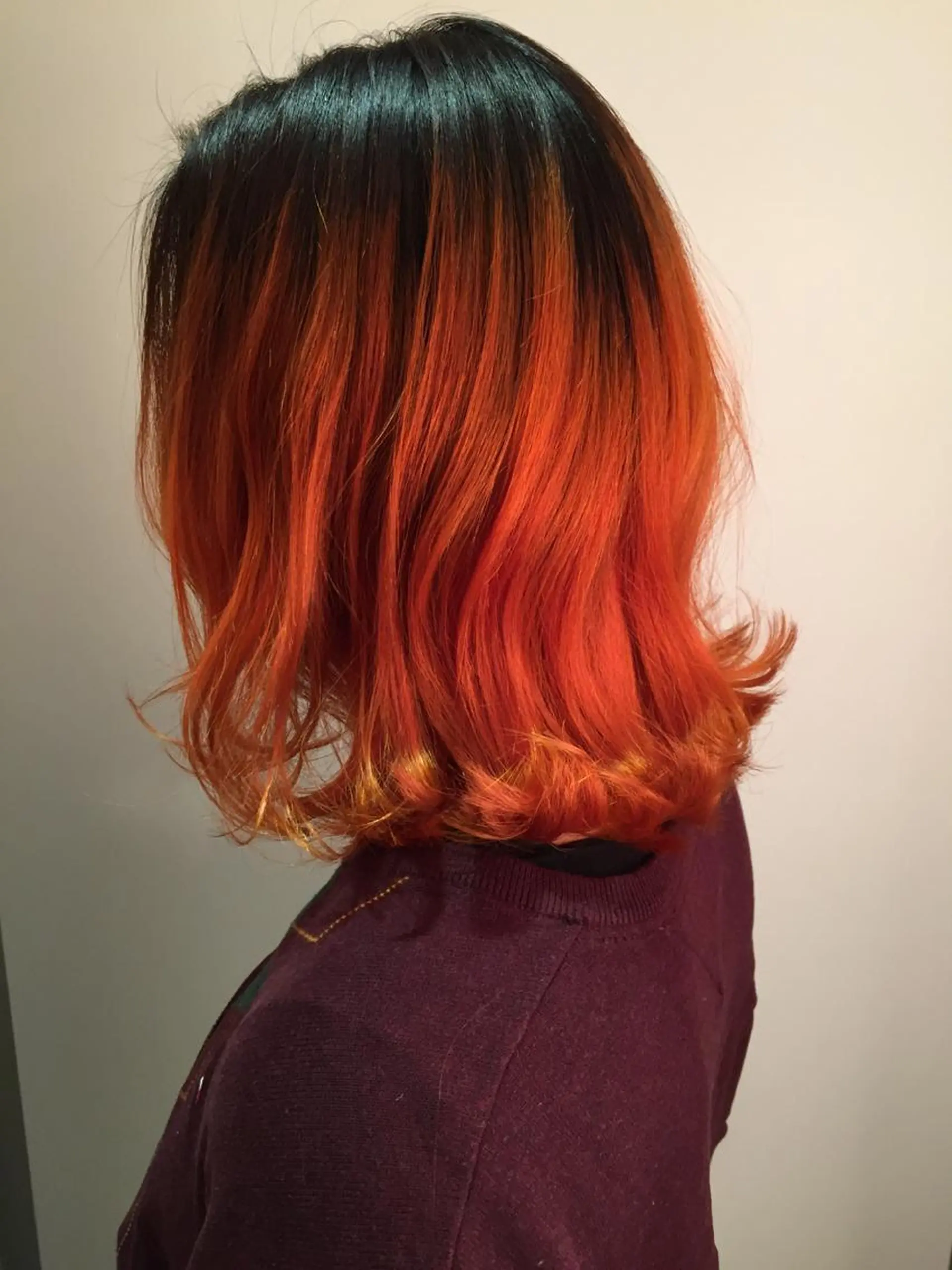 ミディアム カラー グラデーションカラー オレンジ 原宿サロン代表 デザインカラー伊藤卓のヘアスタイル