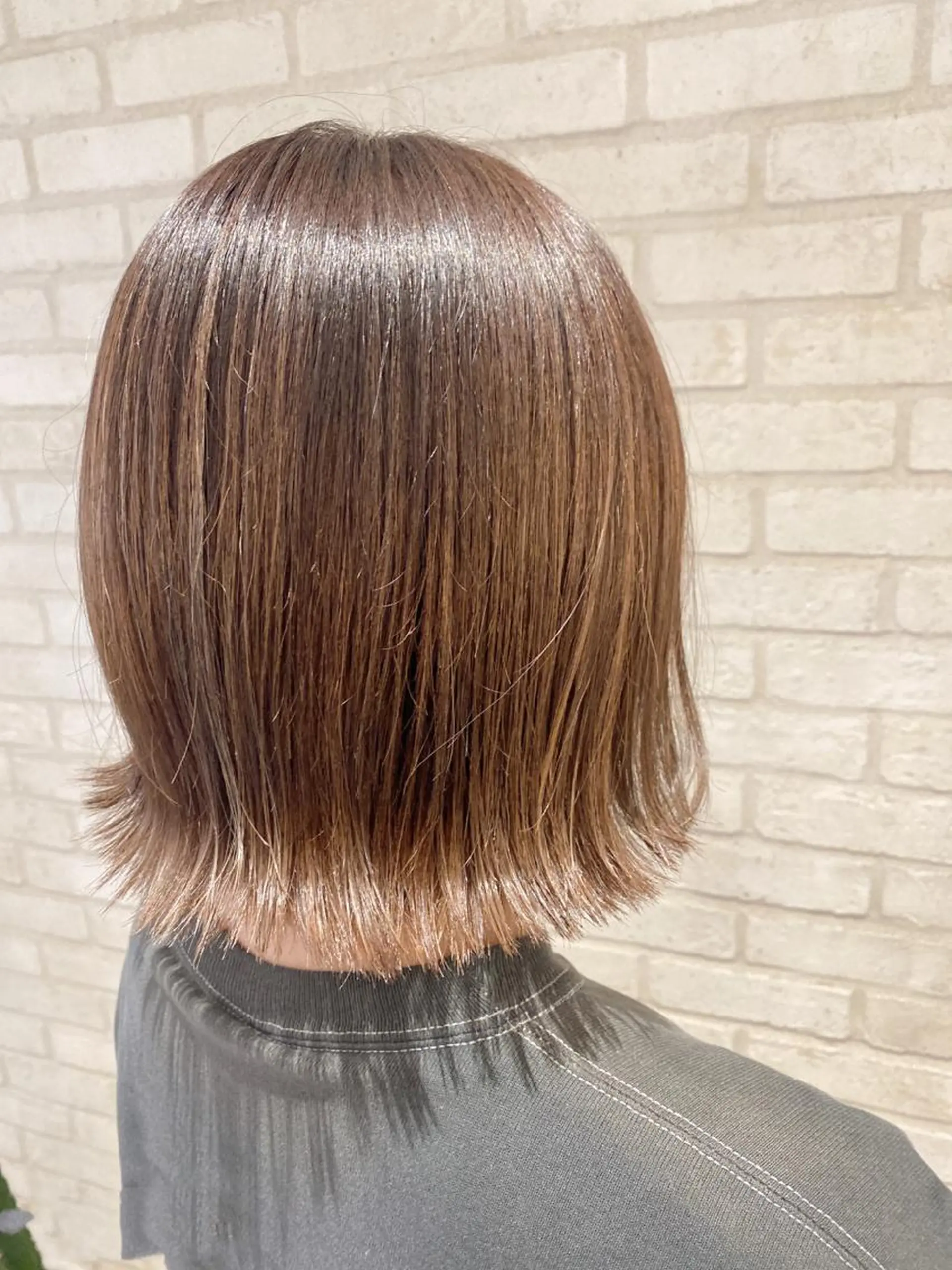 ミディアム カラー 切りっぱなしボブ ボブ カット ヘアカラー トリートメント 田中 アキオのヘアスタイル