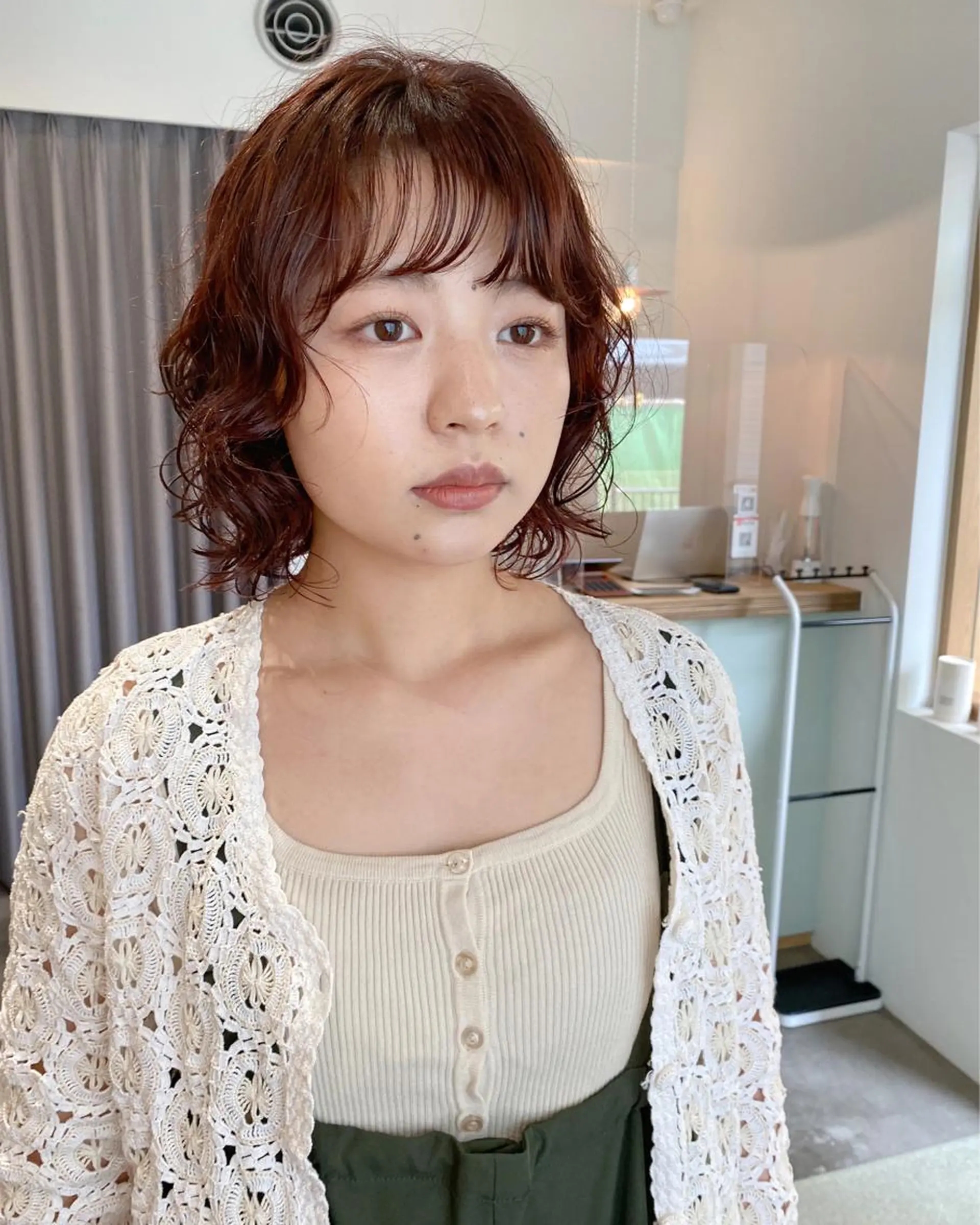 ミディアム カラー パーマ ヘアアレンジ Nancy所属・束感まつげ❤︎ あみのマツエク・マツパデザイン