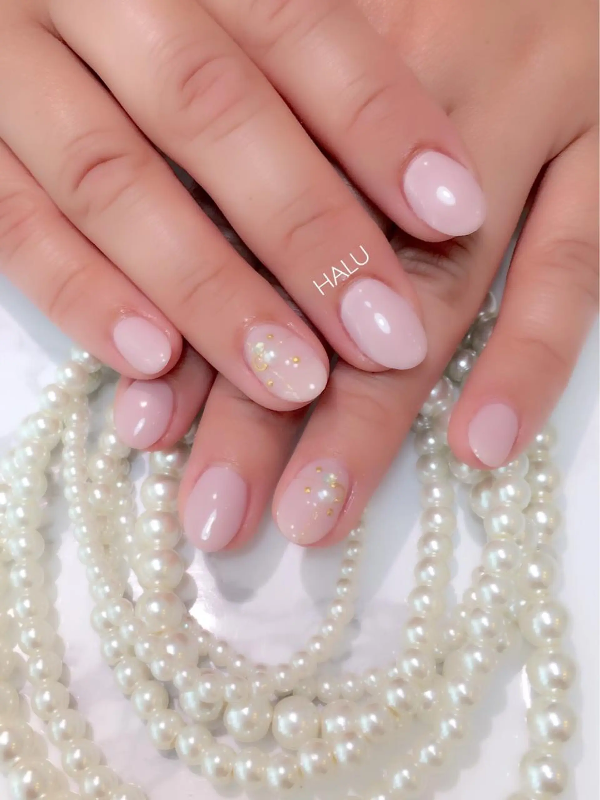 ネイル アートネイル ワンカラーネイル ピンク ピンクベージュ HALU ハルのネイルデザイン