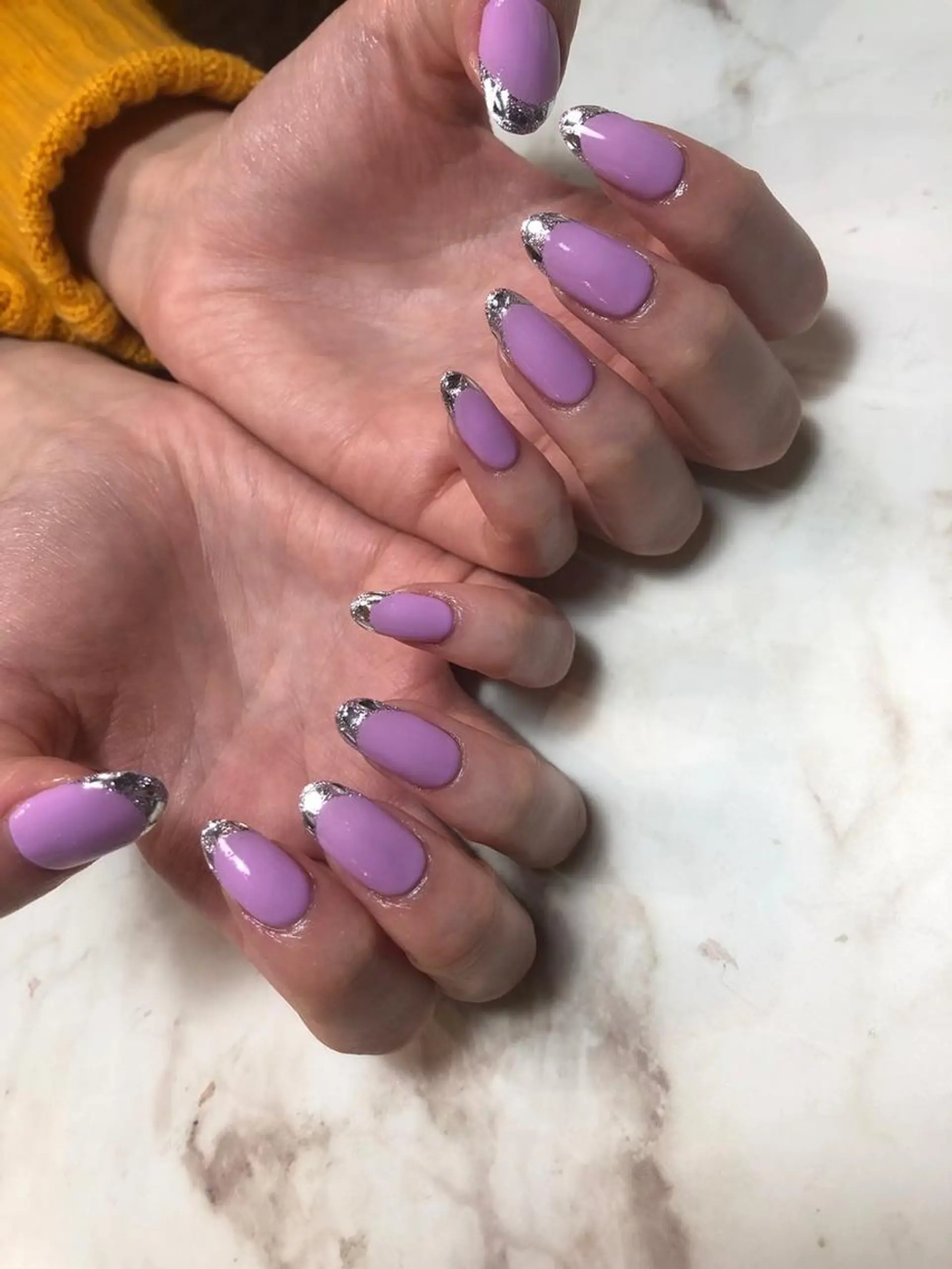 ネイル アートネイル フレンチネイル ガラスフレンチ ゴールド ホログラムネイル Nailist Honamiのネイルデザイン