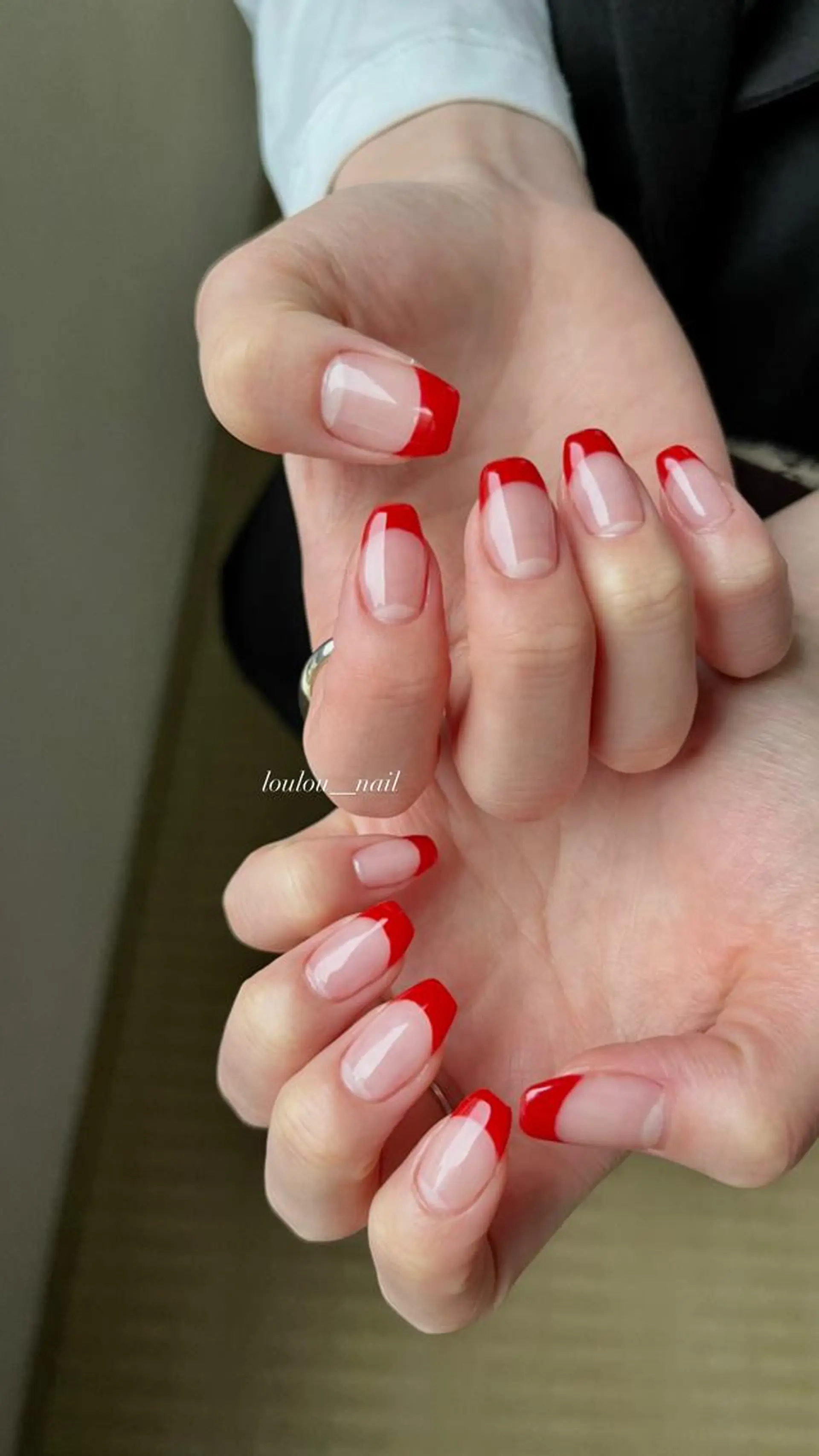 ネイル フレンチネイル ガーリー 赤色 ハンドネイル loulou   _nail所属・葛西 知佳のネイルデザイン