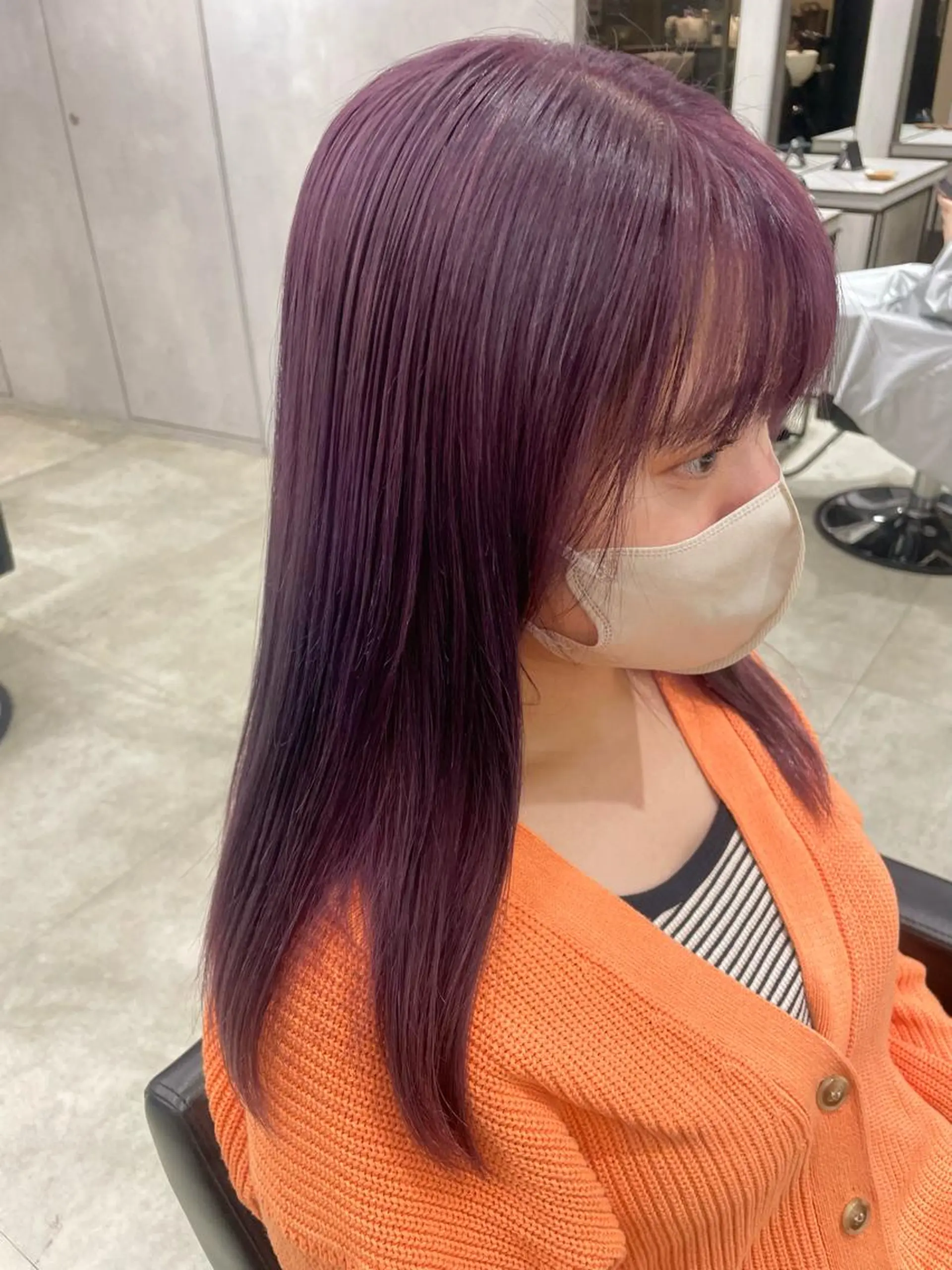 セミロング カラー ブリーチ ケアブリーチ ダブルカラー ピンクカラー パープルカラー ヘアカラー トリートメント 透明感カラー✨艶髪 制作🌱山根あゆみのヘアスタイル