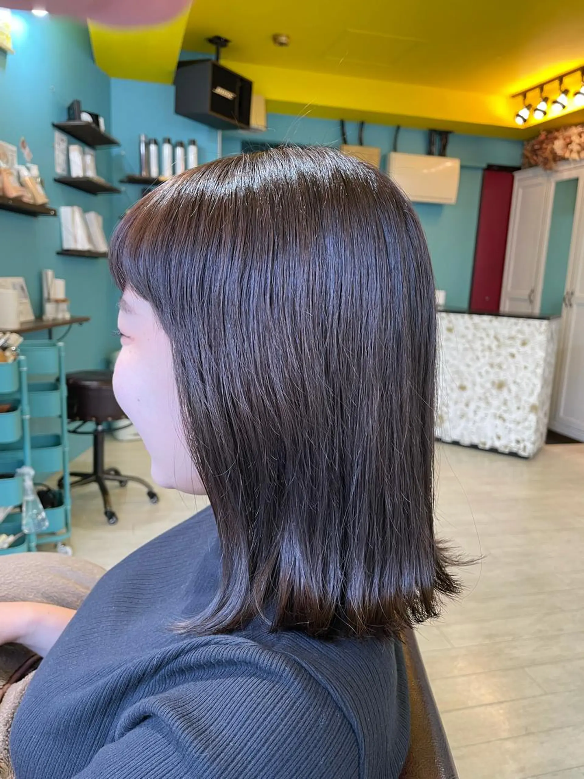 ミディアム アッシュ カット ヘアカラー 縮毛矯正 トリートメント Share  Salon  Reco【GARDEN】所属・末石 智のヘアスタイル