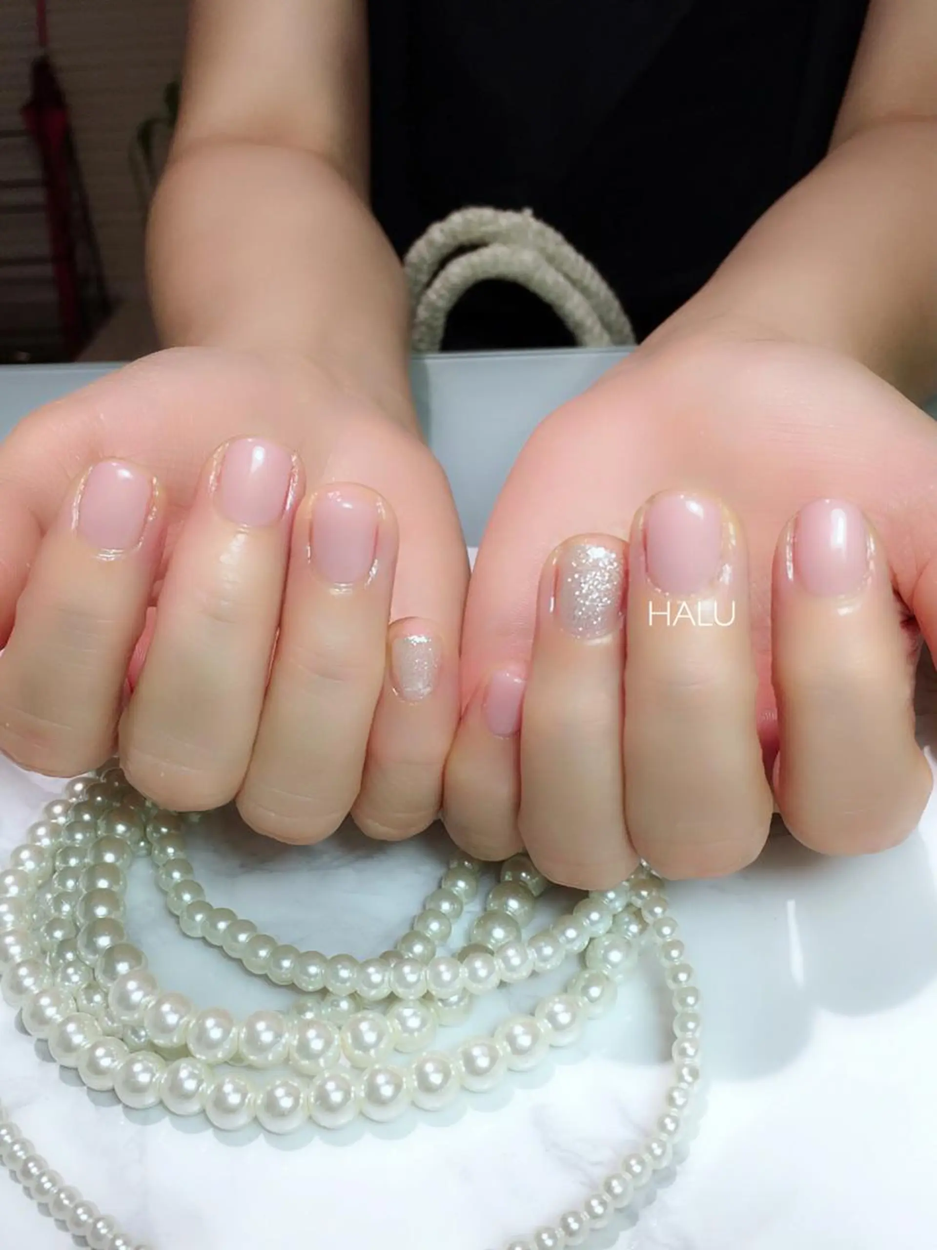 ネイル ラメ(グリッター) ピンク ぷっくりネイル HALU ハルのネイルデザイン