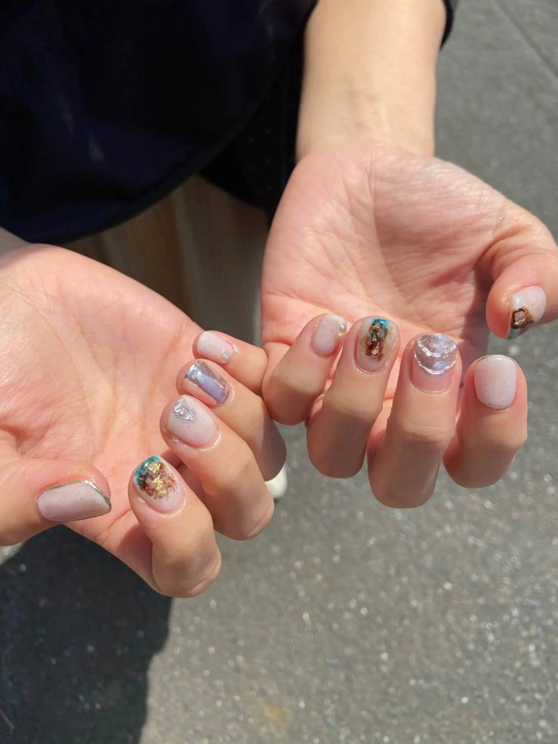 ネイル アートネイル ジェルネイル ミラーネイル ニュアンスネイル ショートネイル . unffのネイルデザイン