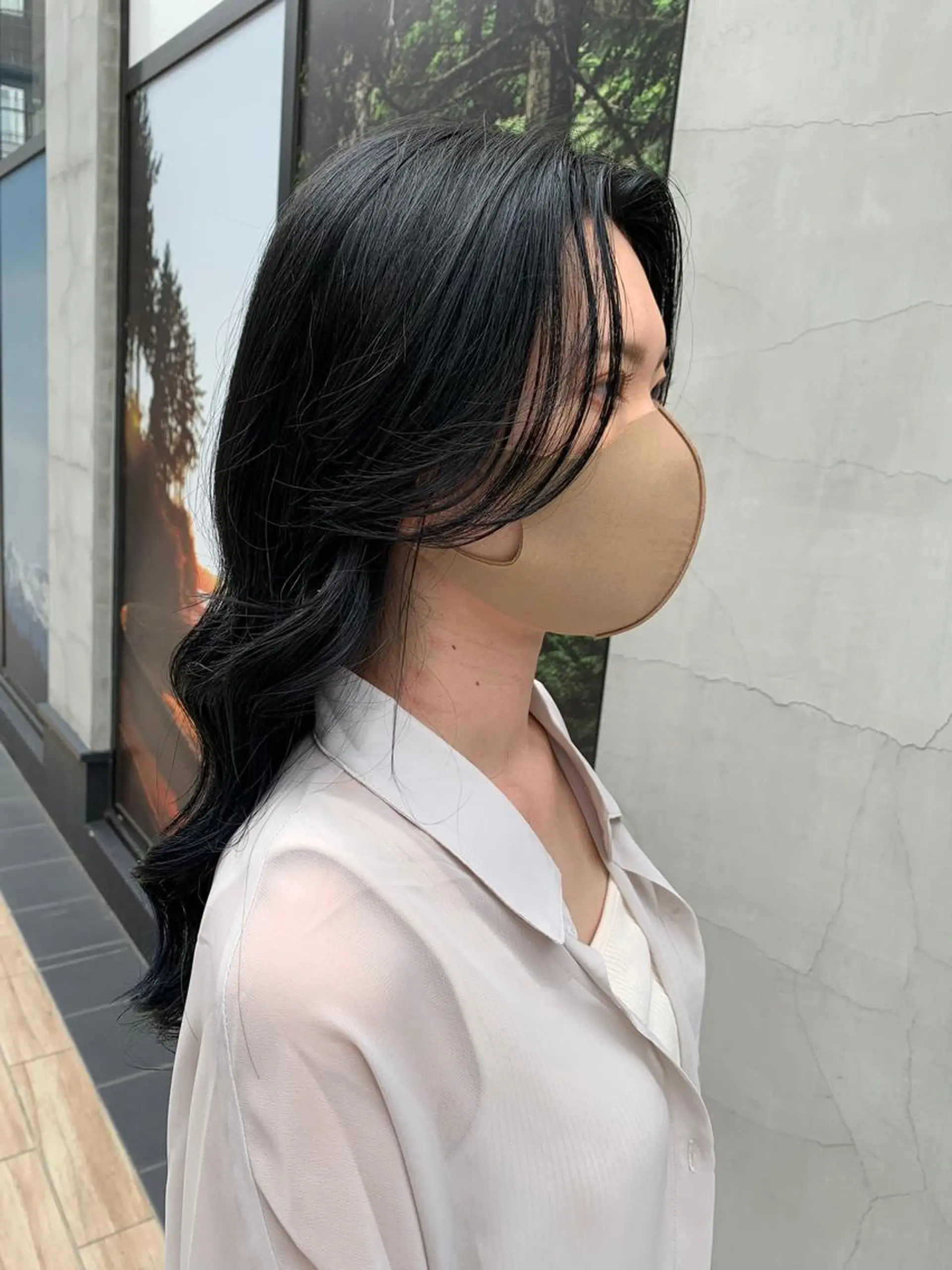 ロング カラー ヘアアレンジ ヨシンモリ 韓国風ヘア おくれ毛 深沢 秀のヘアスタイル