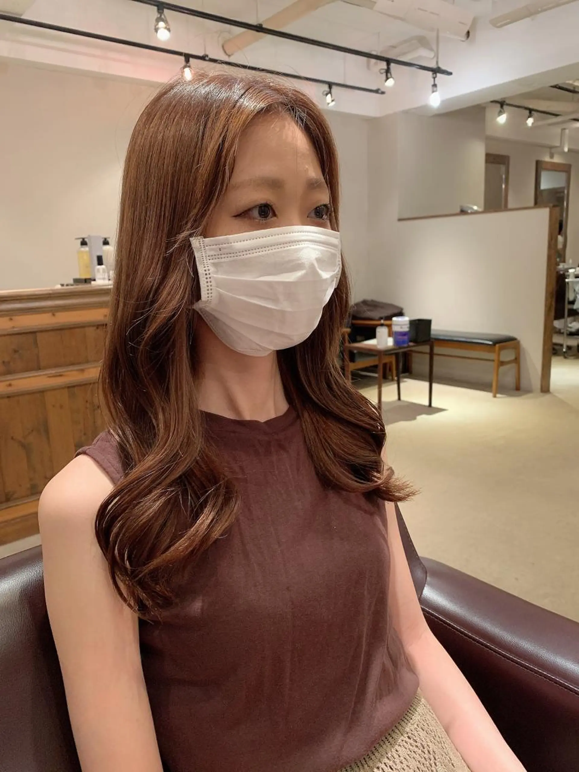 セミロング カラー 透明感/オリーブ/ グレージュ/YUKAのヘアスタイル