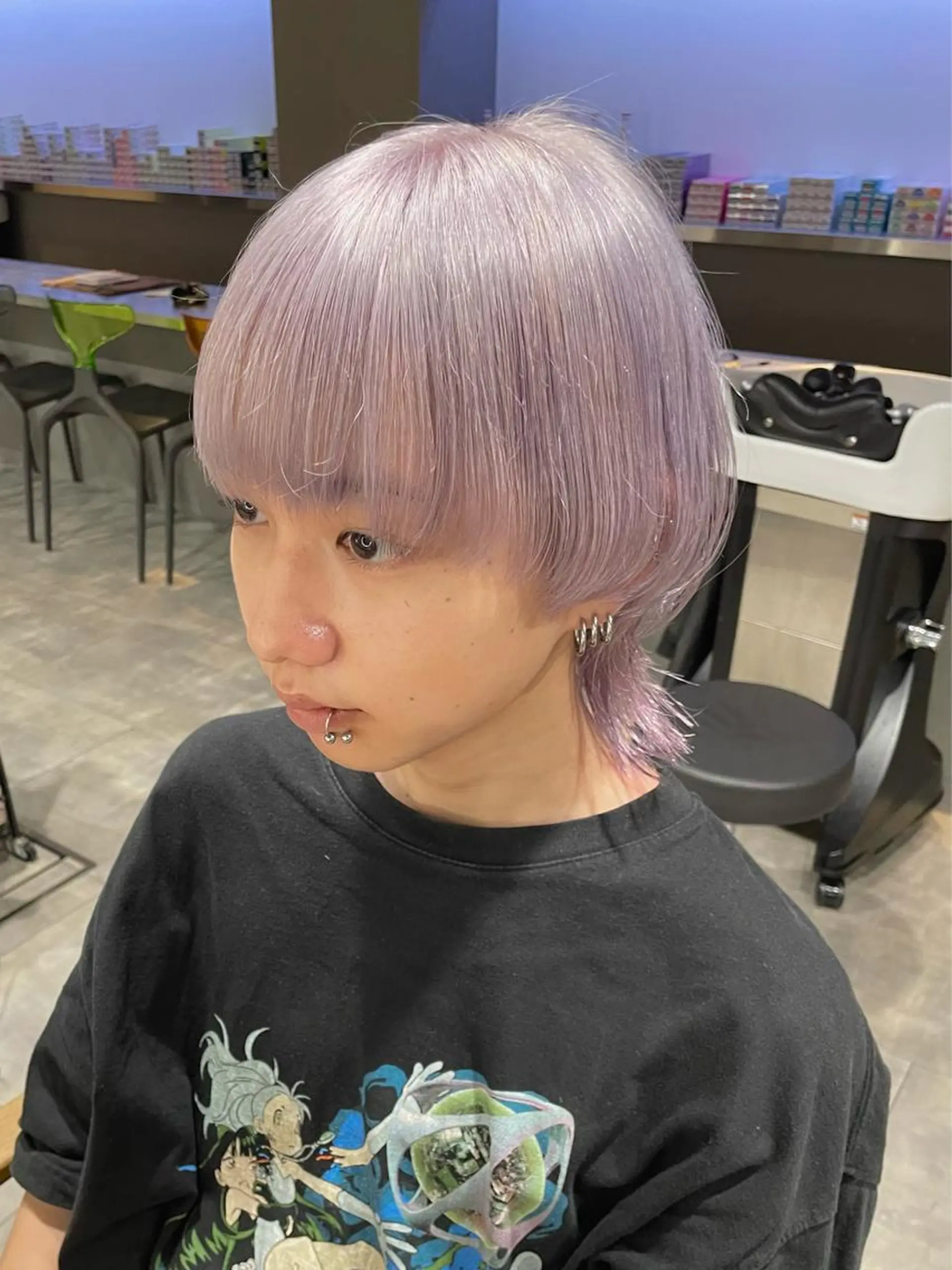 ショート カラー メンズ メンズブリーチ ブリーチ パープルカラー カット ヘアカラー トリートメント パーマ、ストパー モデル募集、ちはるのヘアスタイル