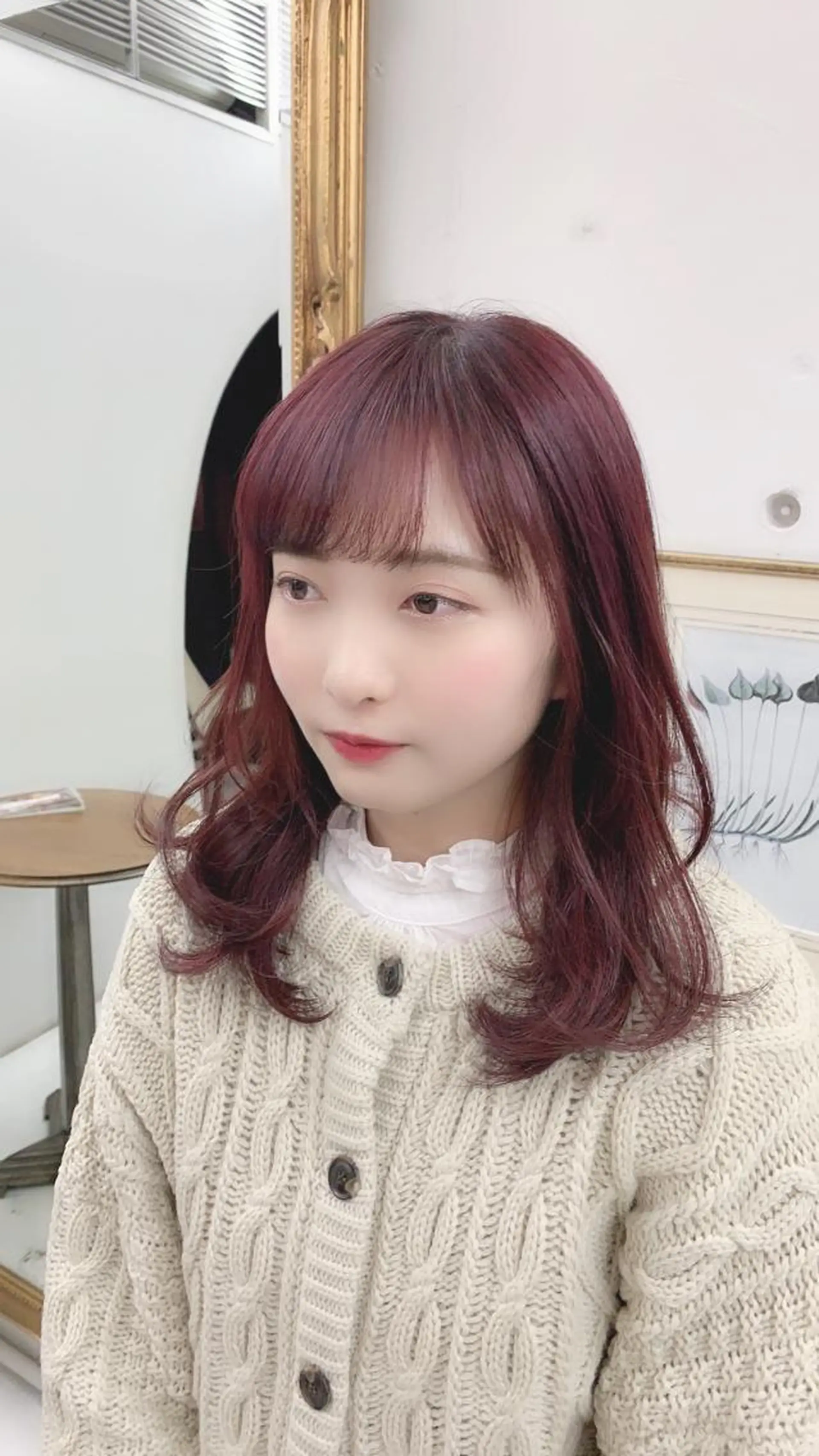 ロング カラー ボルドーカラー レイヤーカット 岩田菜央 《武蔵小杉》のヘアスタイル