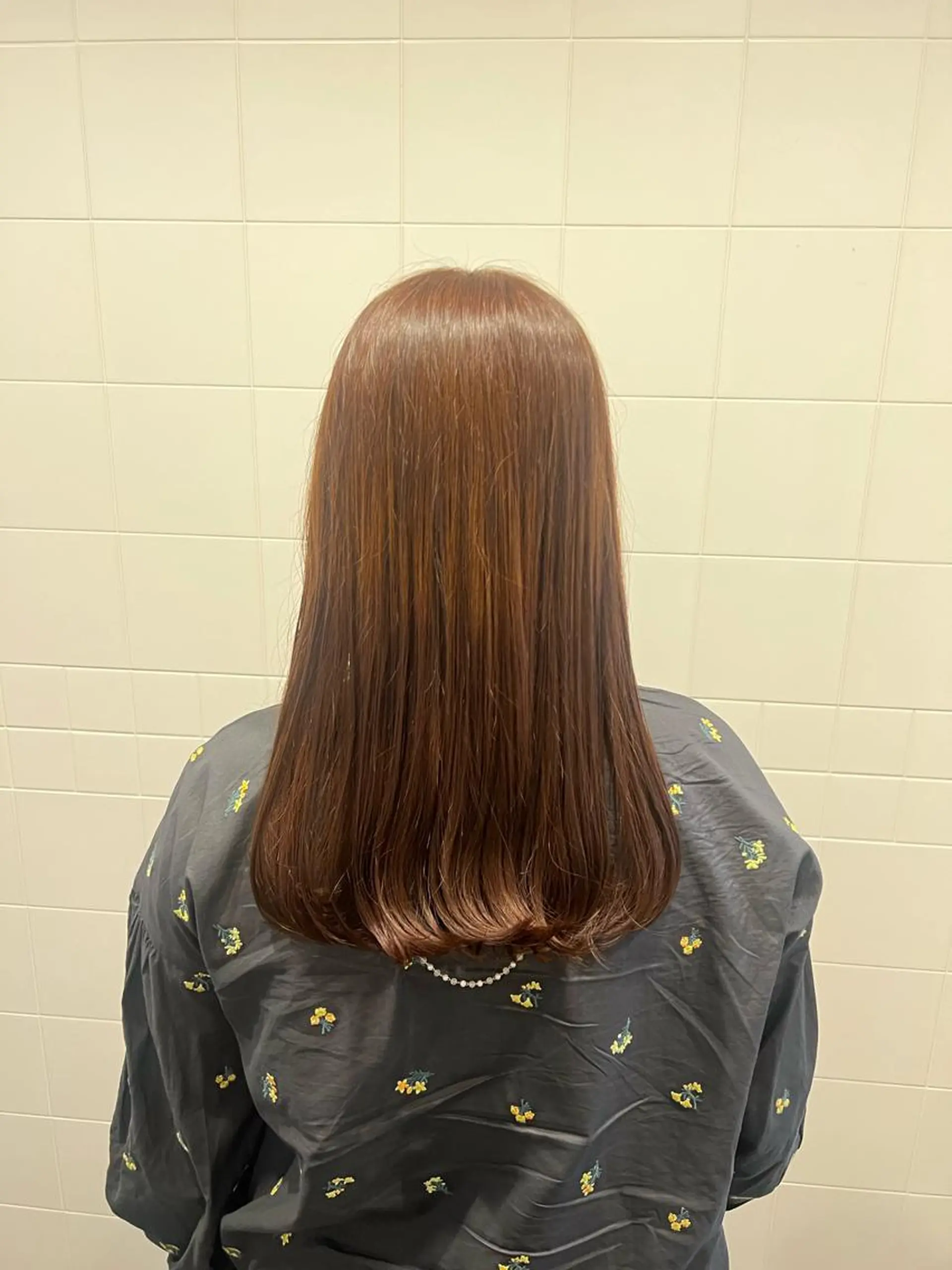 セミロング カラー ヘアアレンジ ベージュカラー オレンジ オレンジベージュ honen RUKAのヘアスタイル