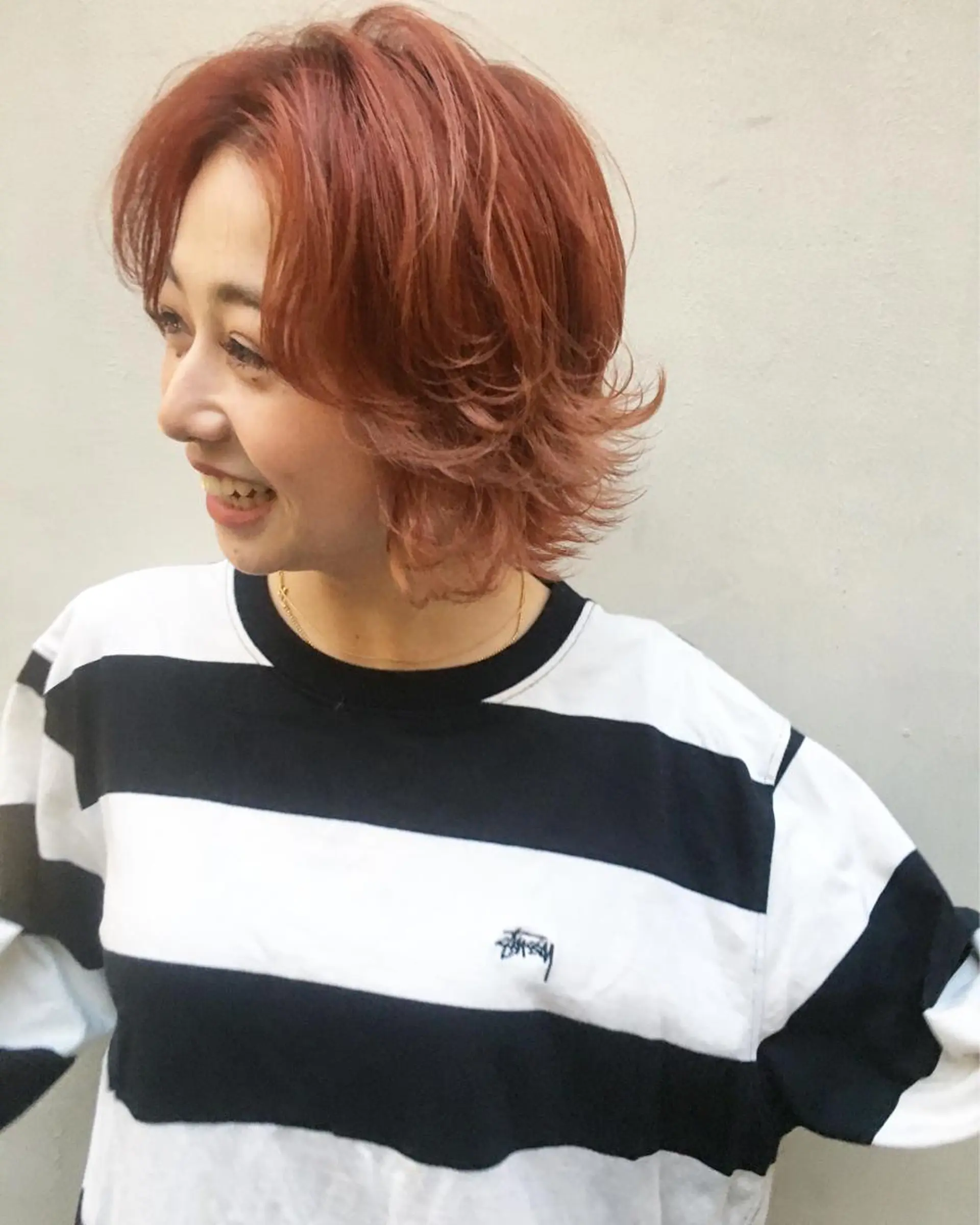 ショート カラー ベージュカラー オレンジ オレンジベージュ レイヤーカット BLend 渋谷のヘアスタイル