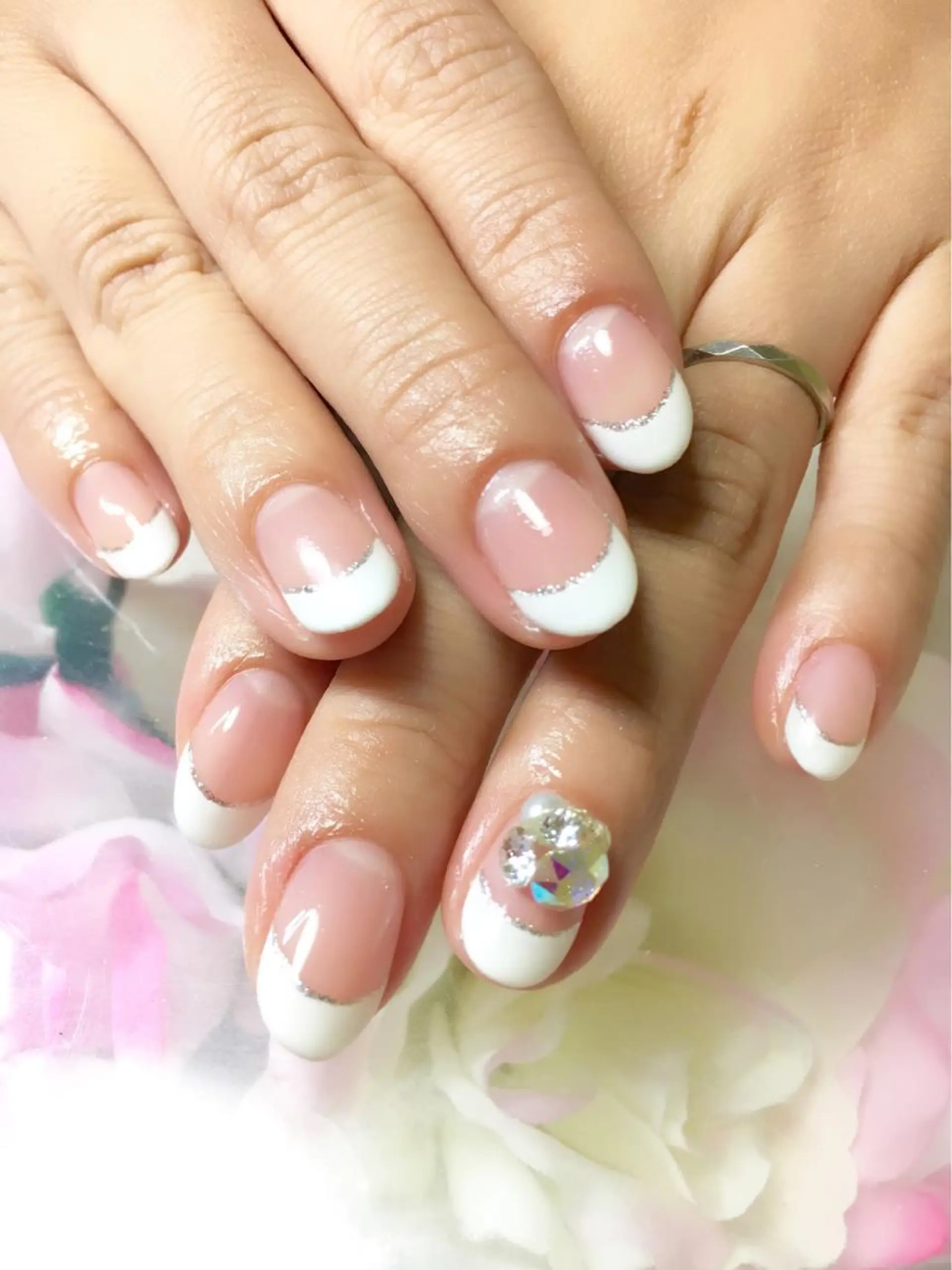 ネイル 成人式 フットネイル ジェルネイル ミラーネイル パラジェル clover nailのネイルデザイン