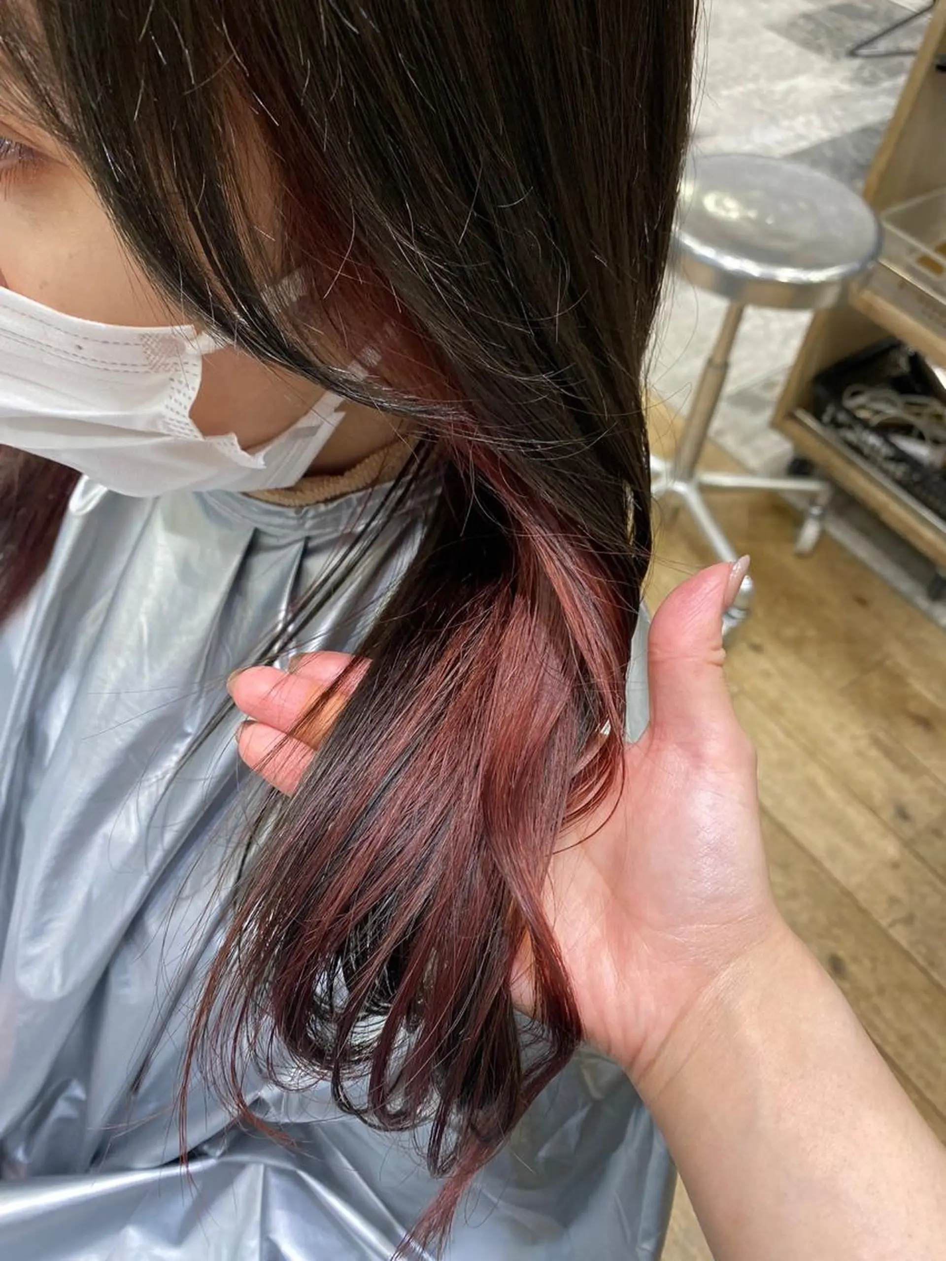 セミロング カラー ブラウンカラー イヤリングカラー インナーカラー ピンクカラー ピンクブラウン カット ヘアカラー 顔周り/くびれヘア 韓国ヘア💕風間るなのヘアスタイル