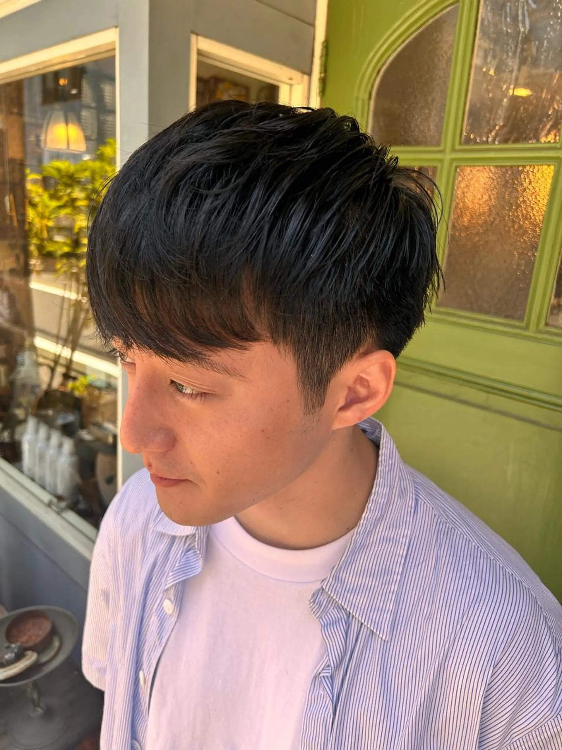 ショート パーマ メンズ メンズパーマ カット ヘアカラー パーマ 清水千優/パーマ/透 明感カラー/メンズのヘアスタイル