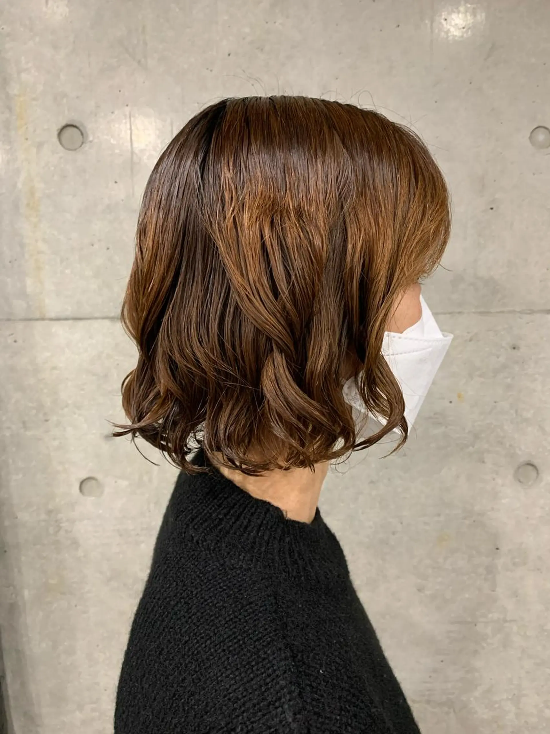 ミディアム パーマ ボブパーマコテ巻き風 パーマNo1深江秀平のヘアスタイル