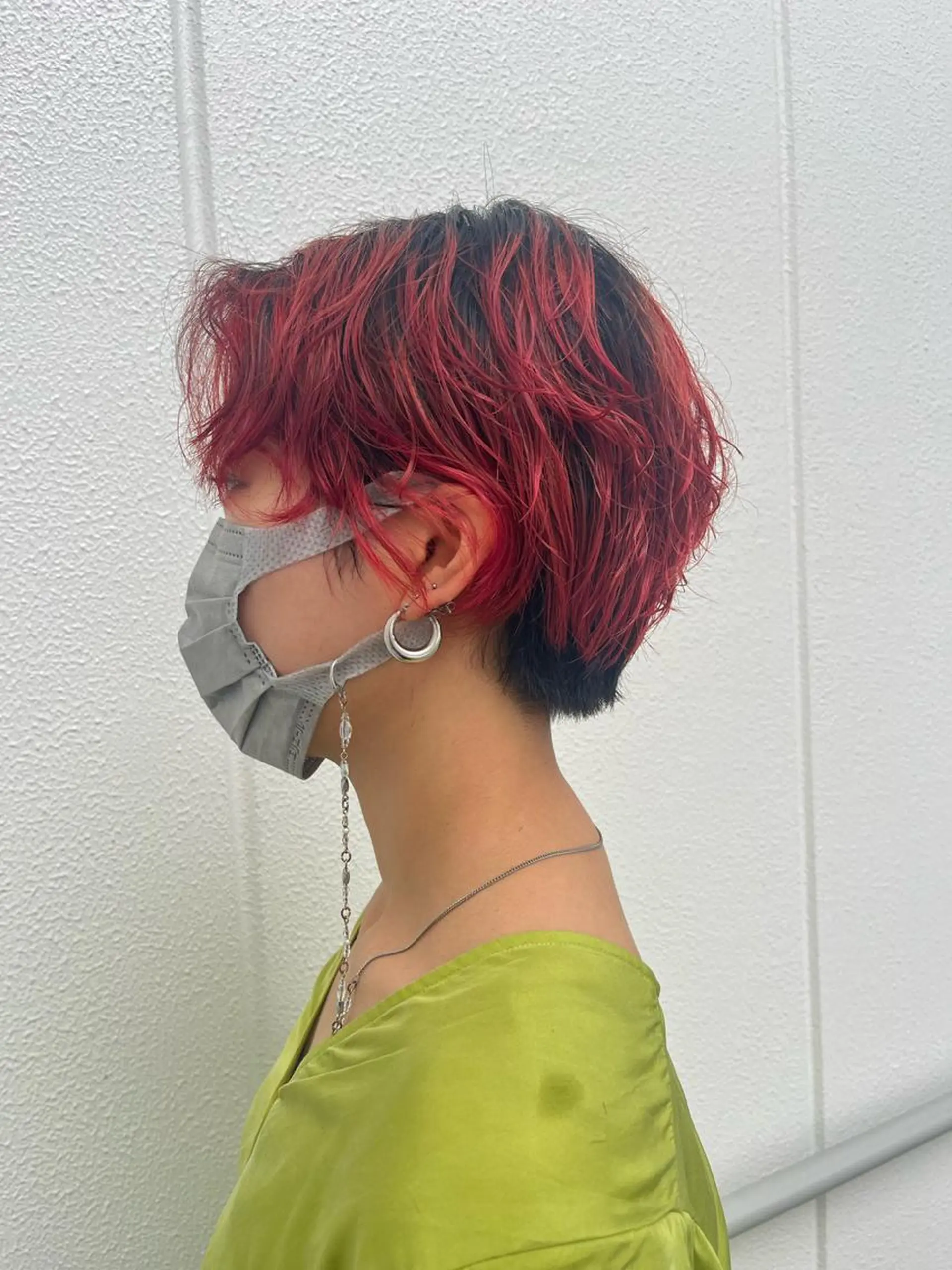 ショート カラー パーマ ブリーチ ケアブリーチ ピンクカラー レッドカラー ヘアカラー トリートメント 清水　仰士 ROW町田のヘアスタイル