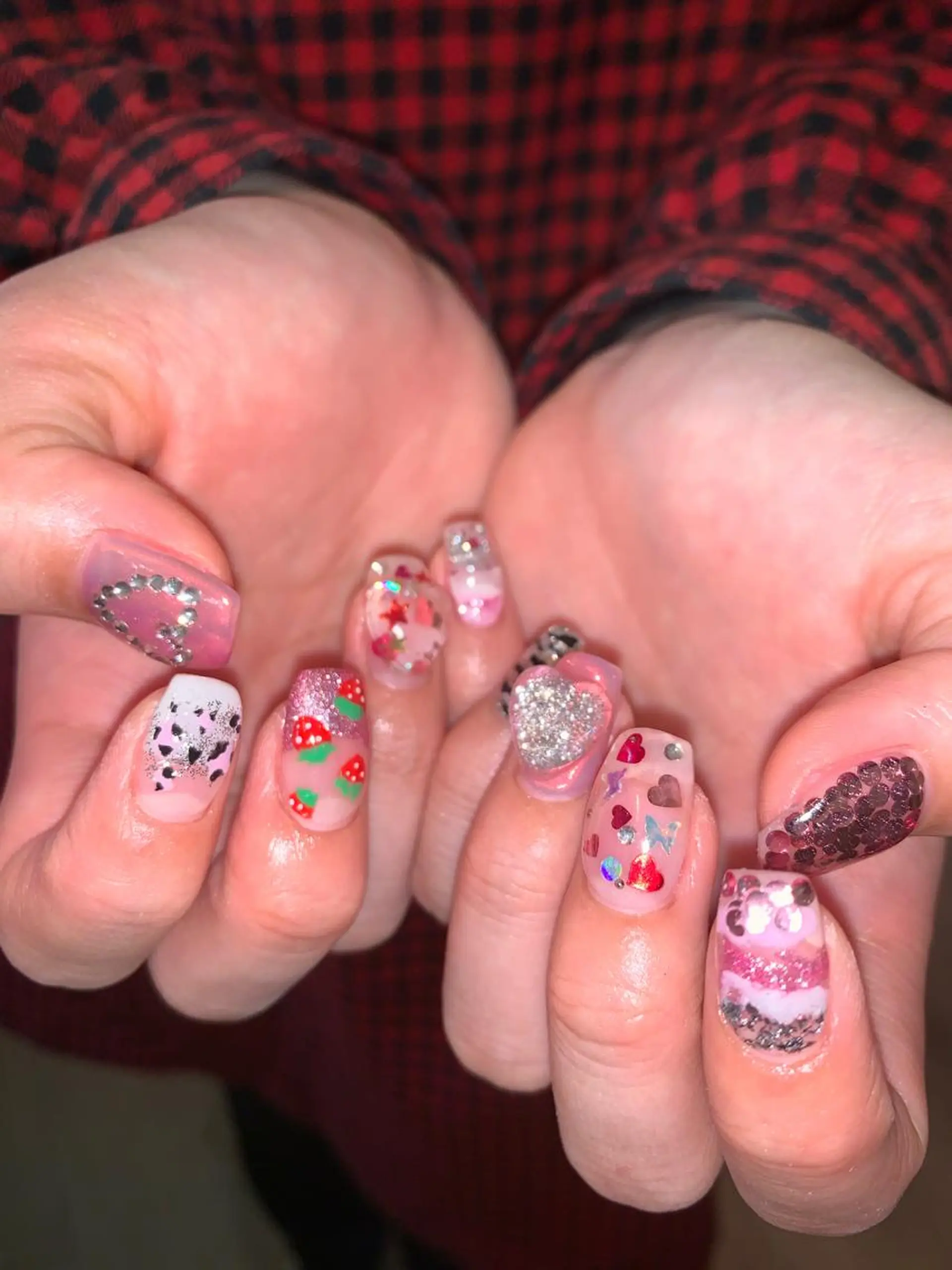 ネイル キラキラネイル ピンク Abe _表参道のネイルデザイン