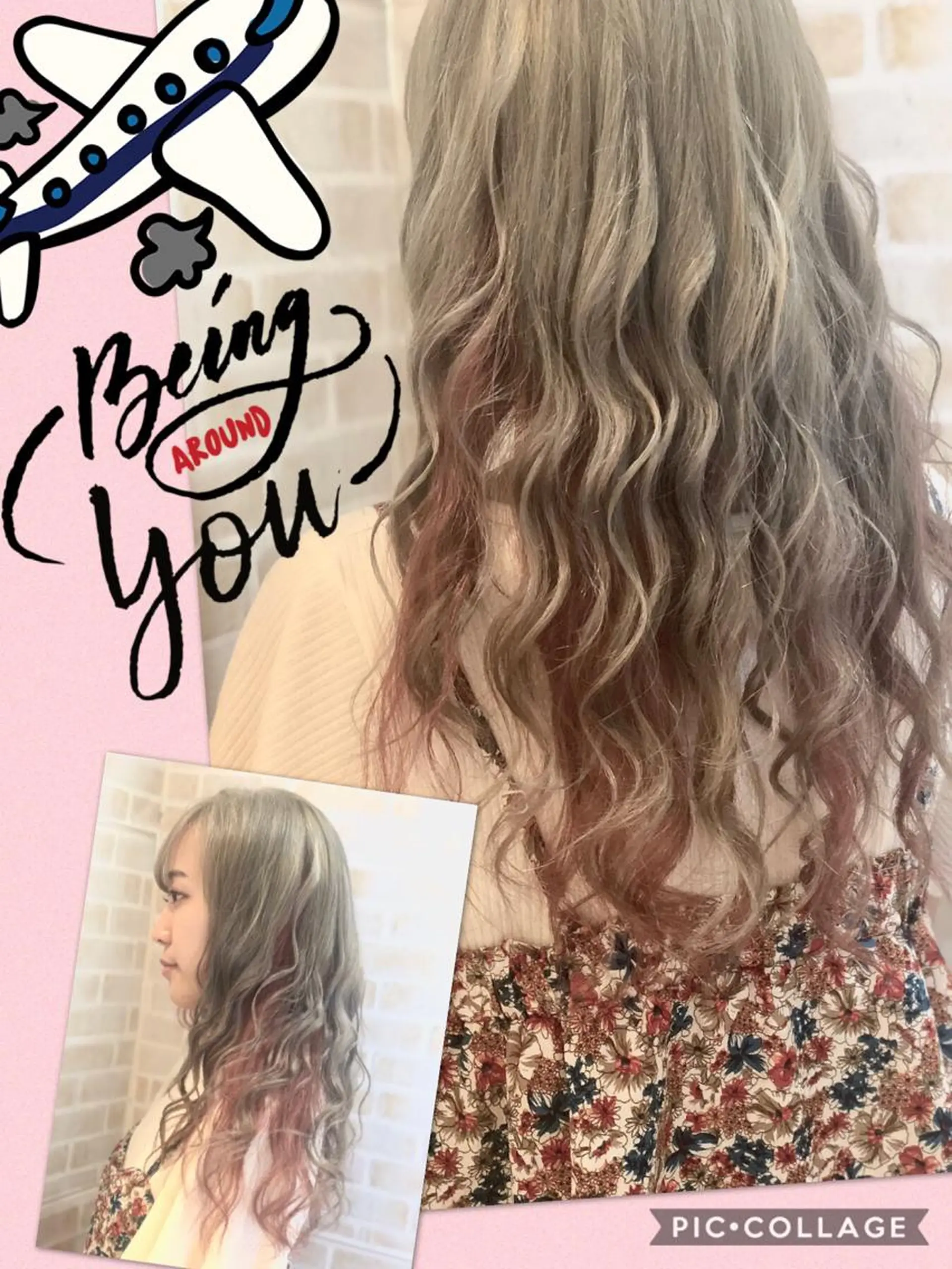 ロング カラー ブリーチ グレージュ イルミナカラー インナーカラー ピンクカラー 永島 桜のヘアスタイル