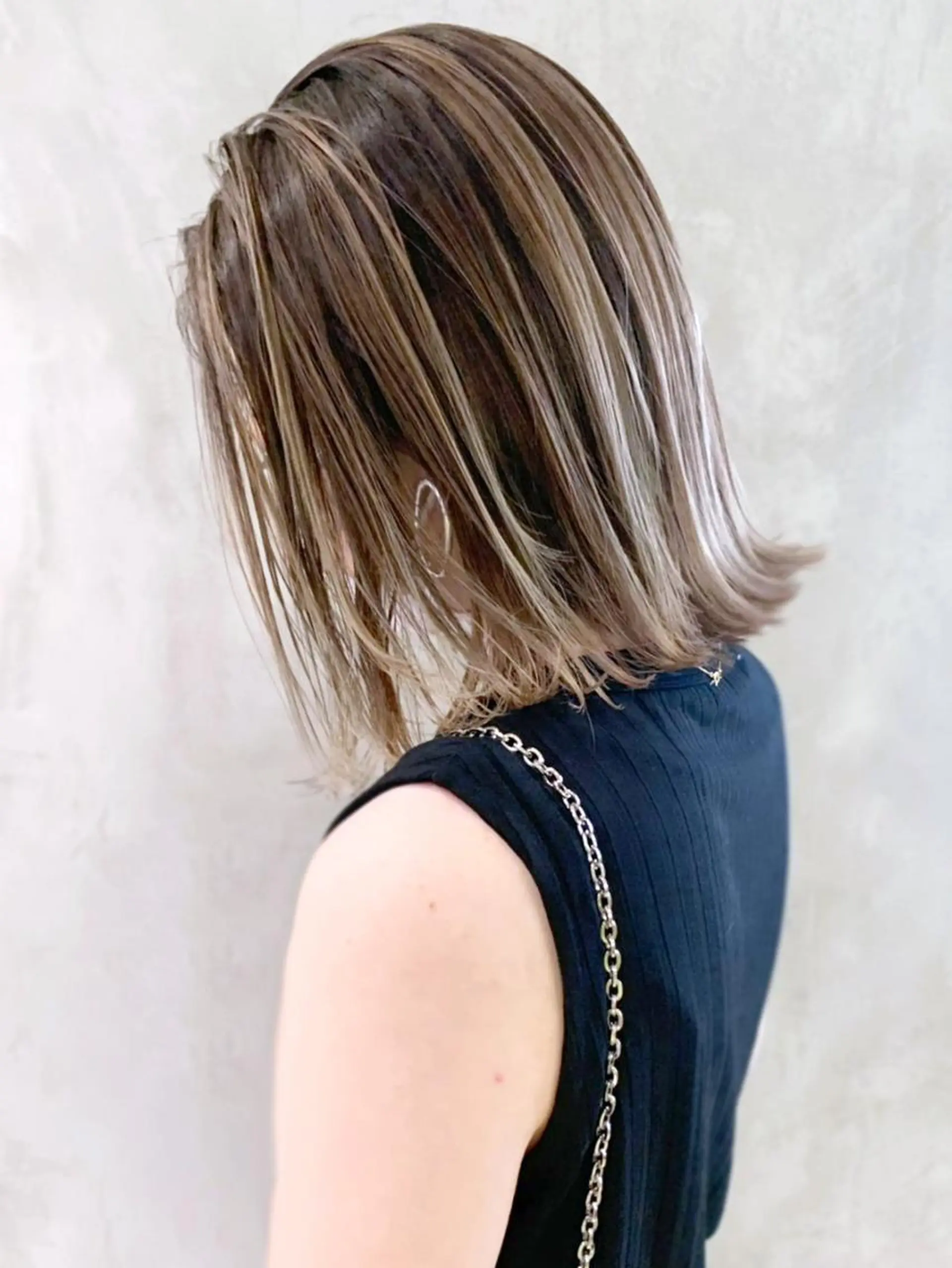 ミディアム カラー パーマ ヘアアレンジ バレイヤージュ ボブ レイヤーカット ITbyALBUM 中野店のヘアスタイル