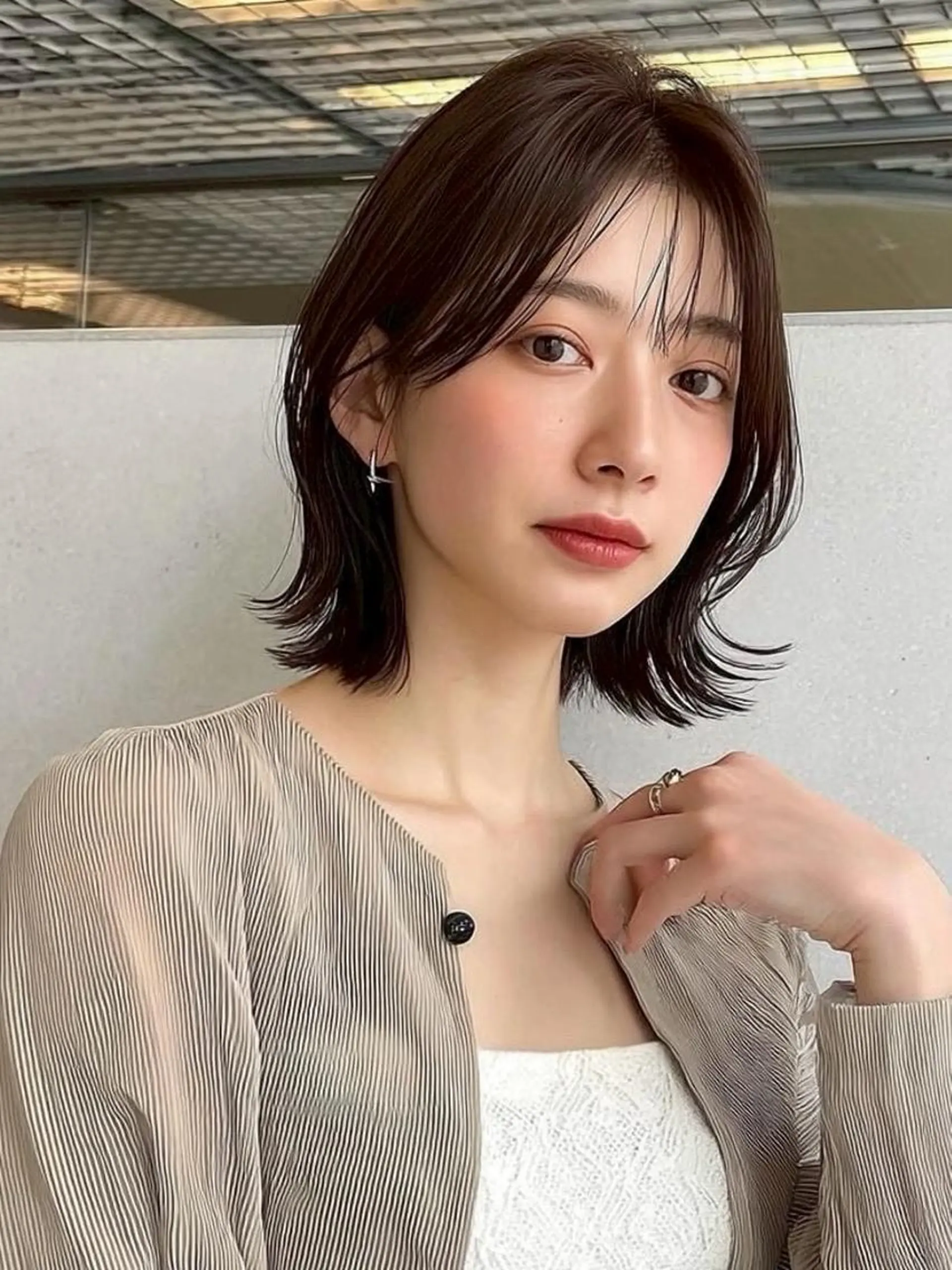 ミディアム 切りっぱなしボブ ショートボブ ボブ 髪質改善 縮毛矯正 カット ✨髪質改善 ✨/ミヤビのヘアスタイル