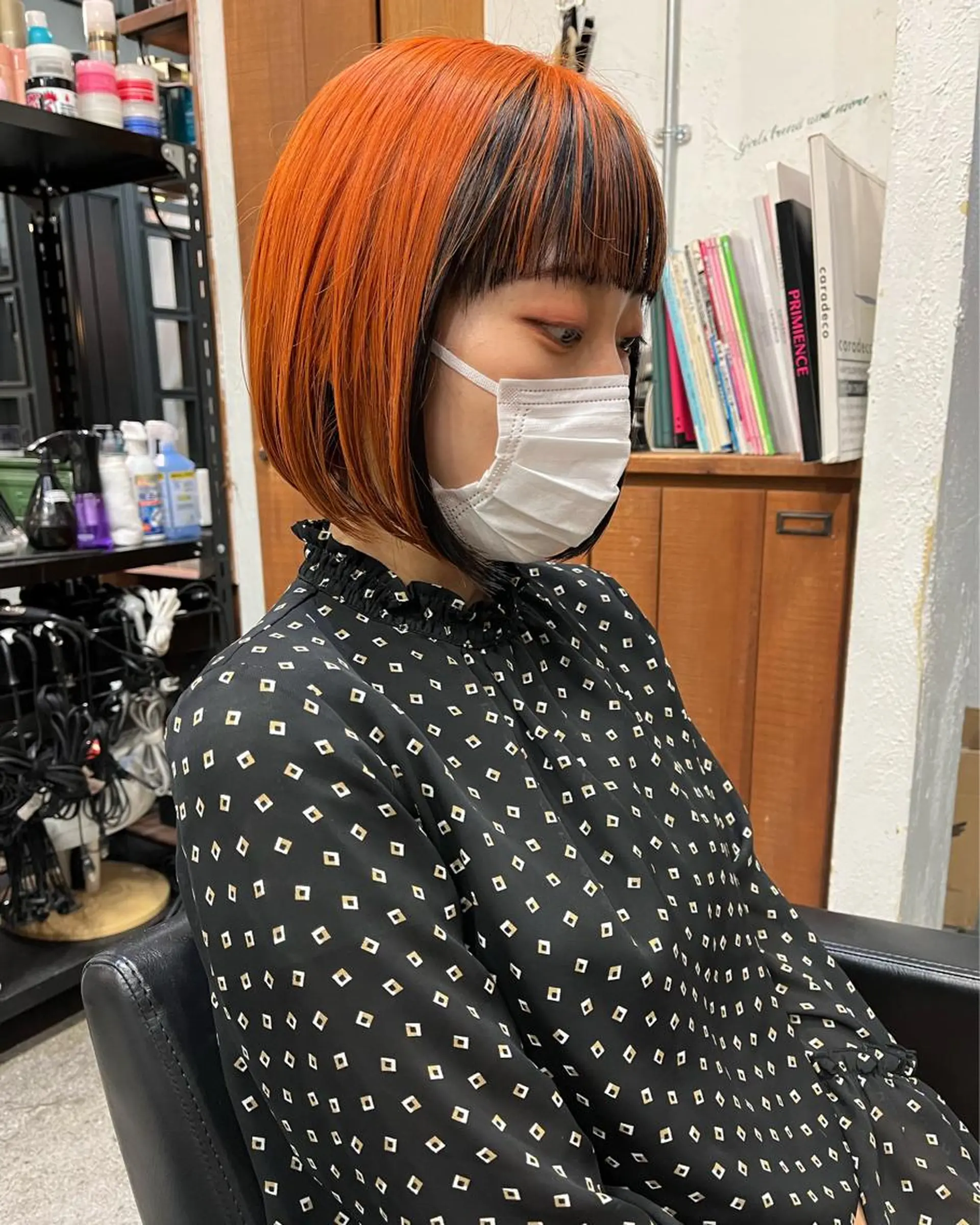 ショート カラー ヘアアレンジ マツエク・マツパ オレンジ カラーマツエク ボブ カット ヘアカラー トリートメント hair  space Atoz所属・東 寛道のヘアスタイル
