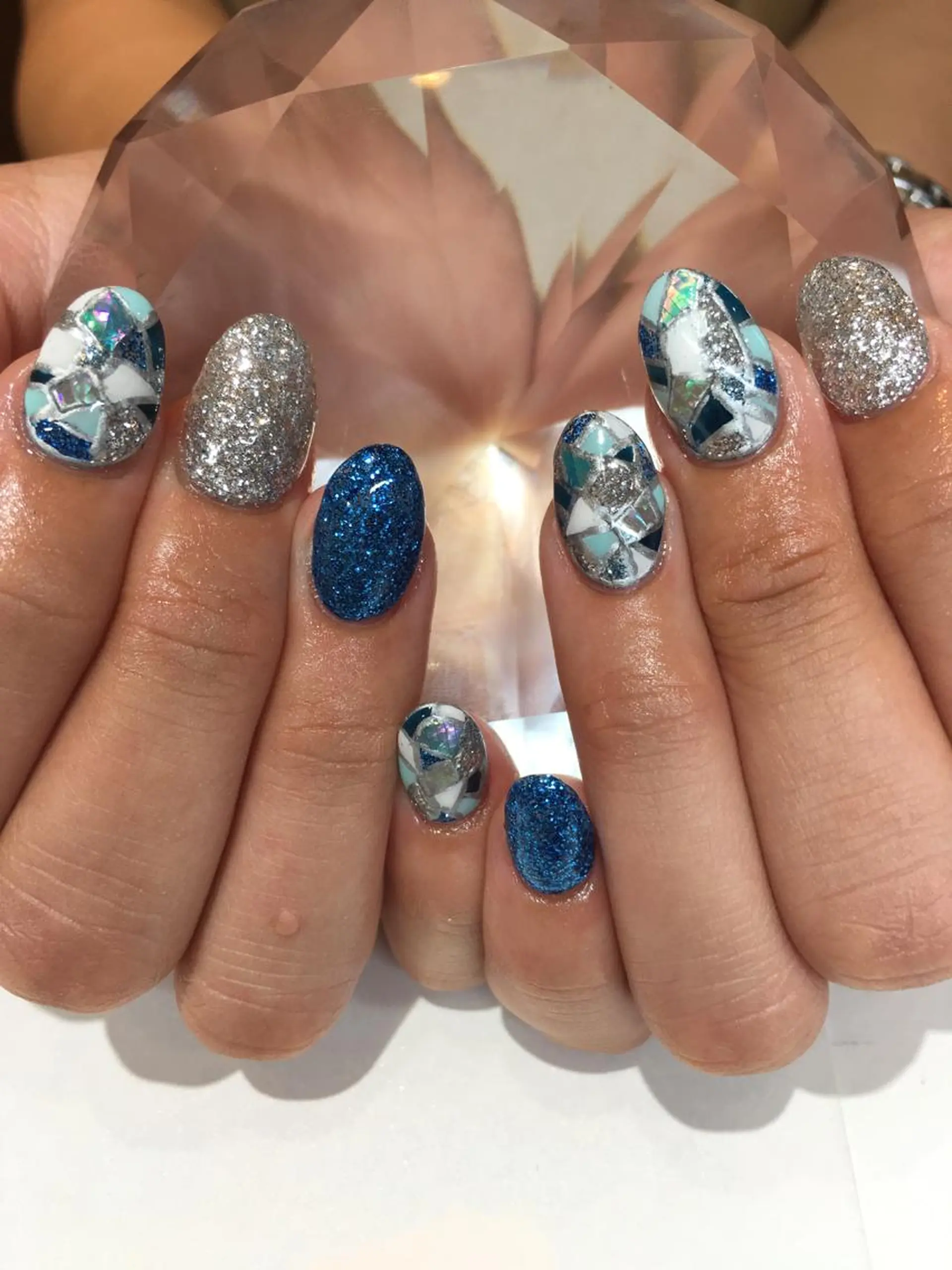 ネイル ブルー ハンドネイル glow_ nailのネイルデザイン